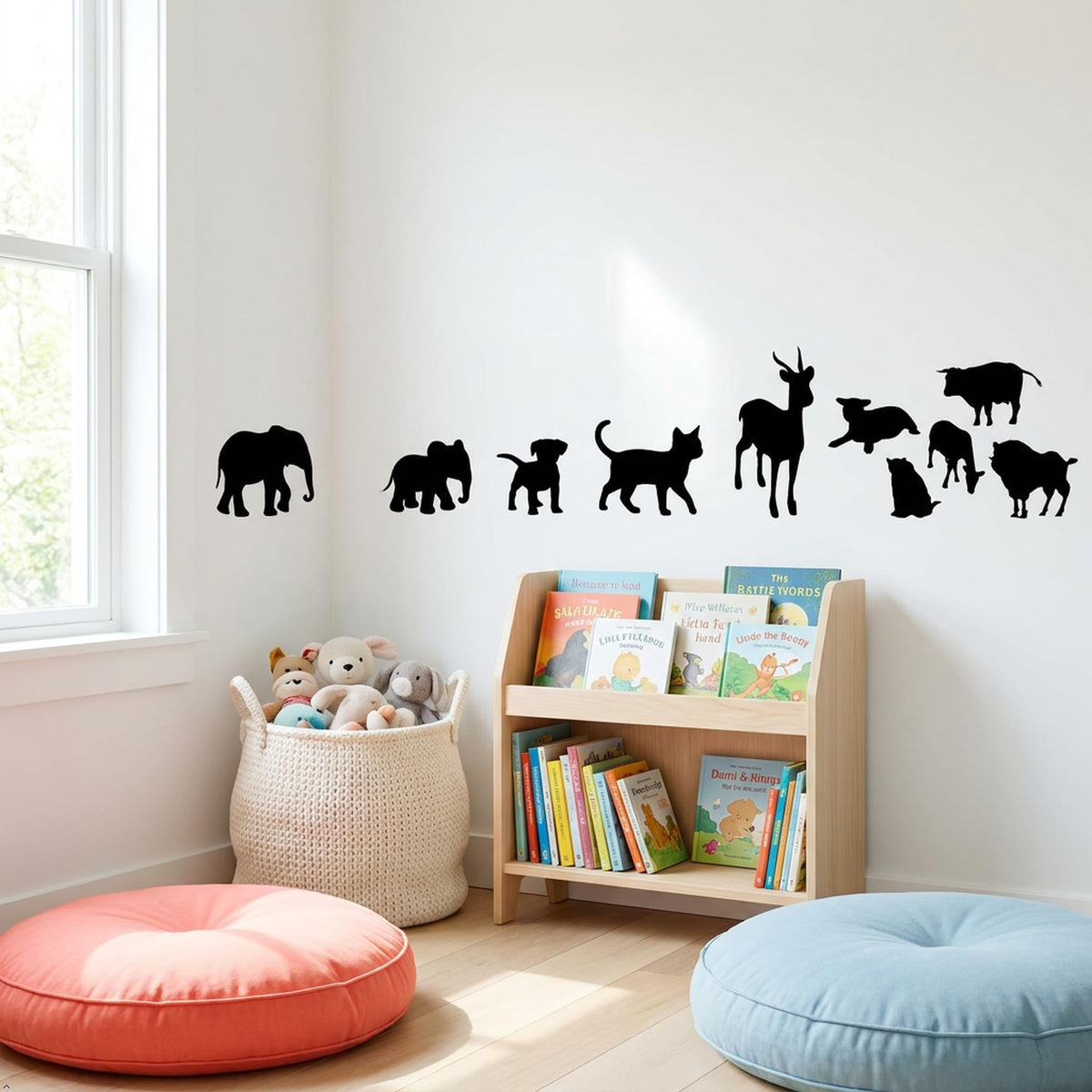 Picniva Safari Baby Animal Wall Decals Black & White Nursery Decor