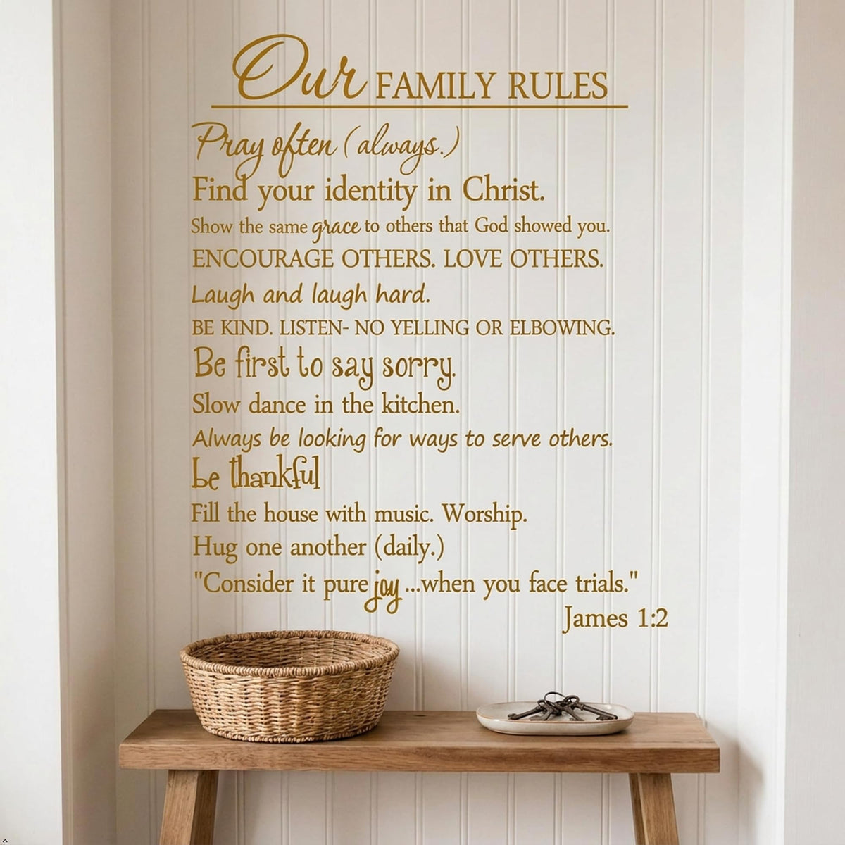 Our Family Rules Vinyl Wall Art Quote Decal Sticker Home Decor (Yellow, 30'' Width)