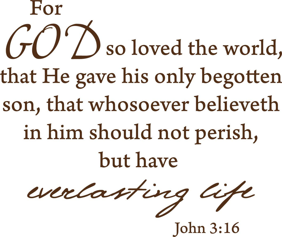 Decaltor John 3:16 Bible Verse Wall Decal, Home Decor