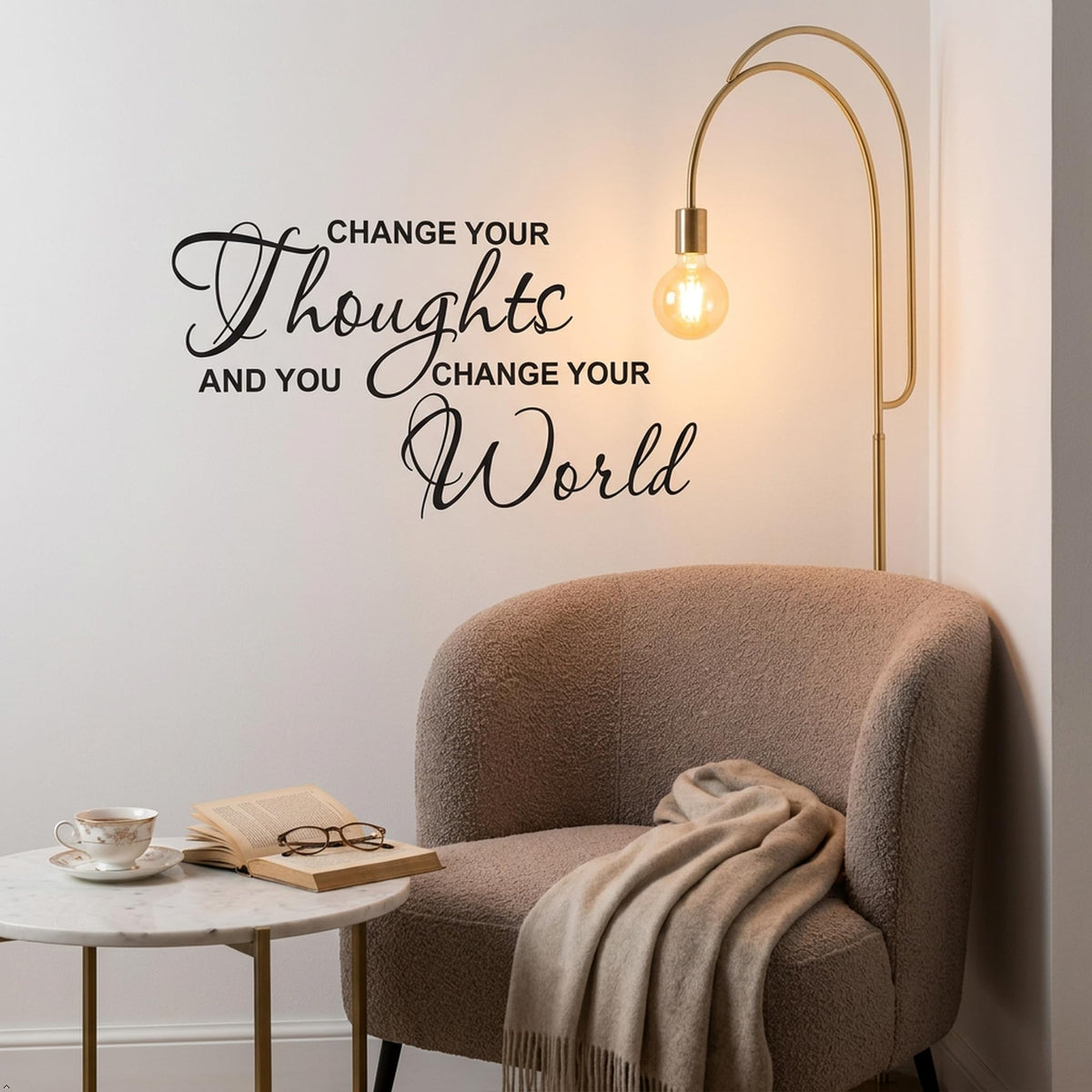Picniva Change Your Thoughts and You Change Your World Wall Decal - Motivational Quote Vinyl Sticker for Office, Classroom, and Home Decor