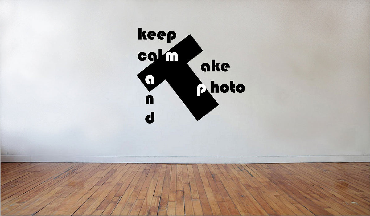 Picniva Matte Black Keep Calm and take Photo Vinyl Wall Decal Motivational