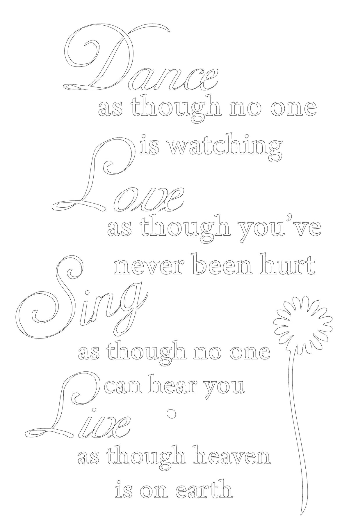 Picniva Dance Love Sing Live Vinyl Wall Decal, White, 22 x 34 in, Quote