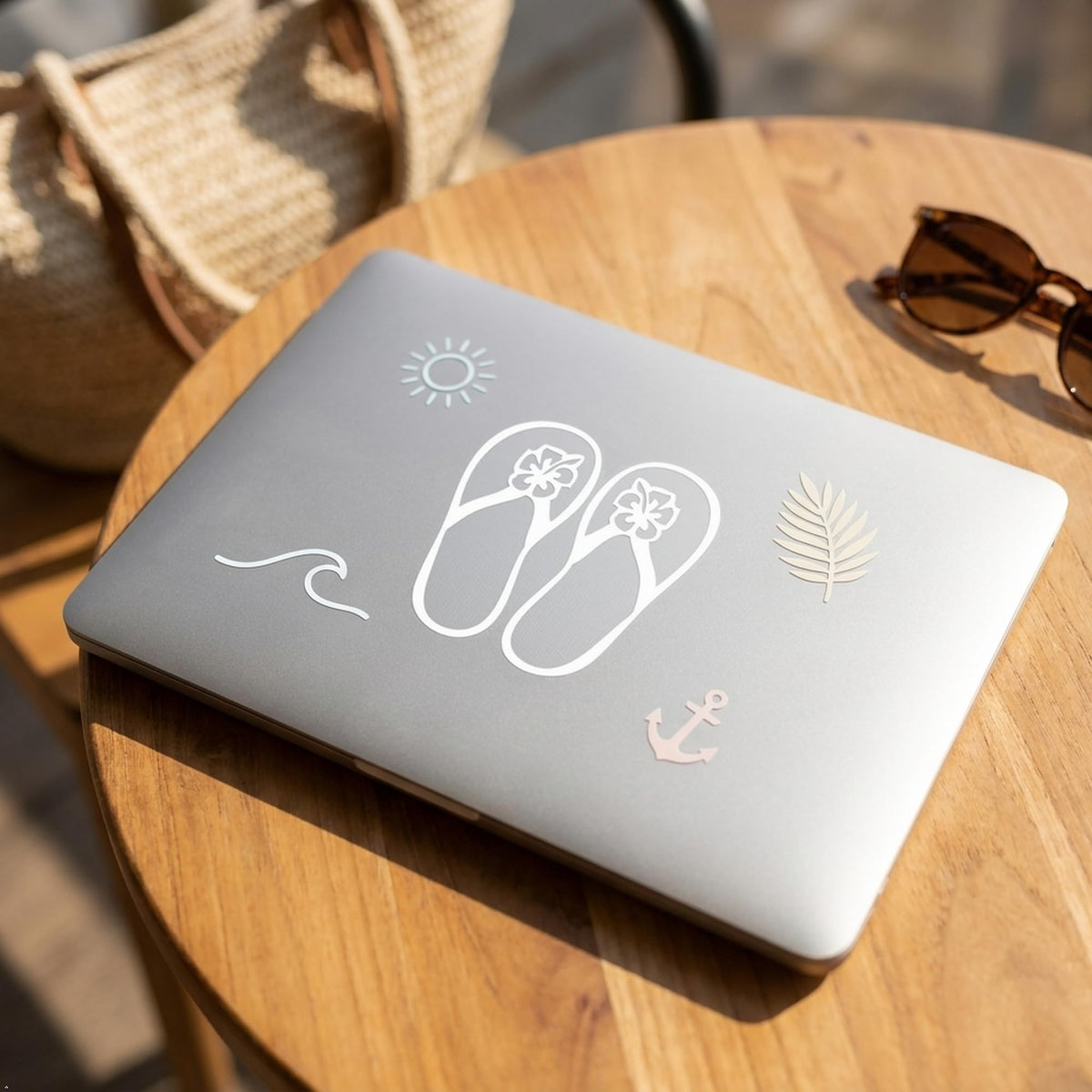 Decaltor Hibiscus Flip Flop Vinyl Decal for Car Window Laptop, 5 in