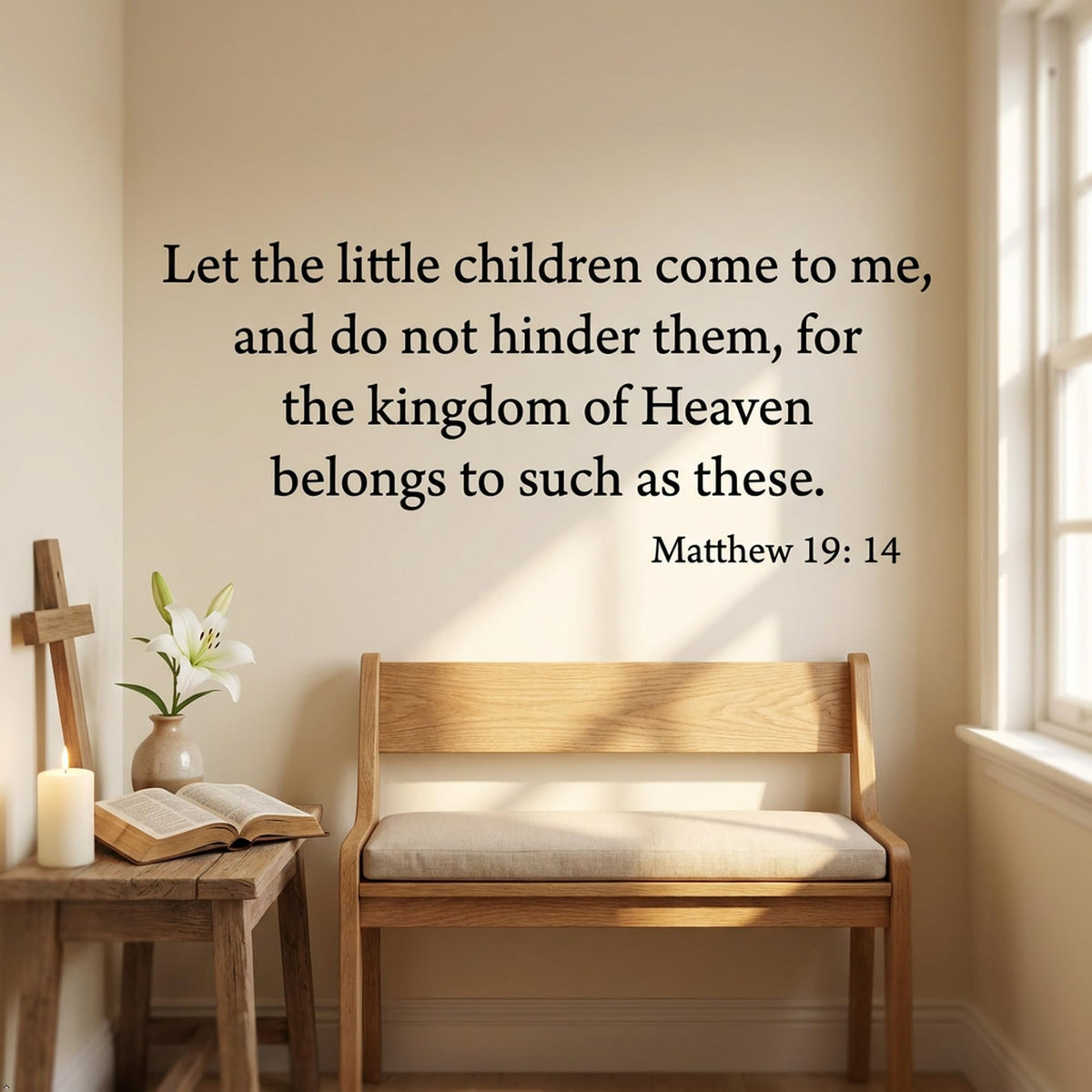 Decaltor Matthew 19:14 Bible Verse Vinyl Wall Decal, Home Decor