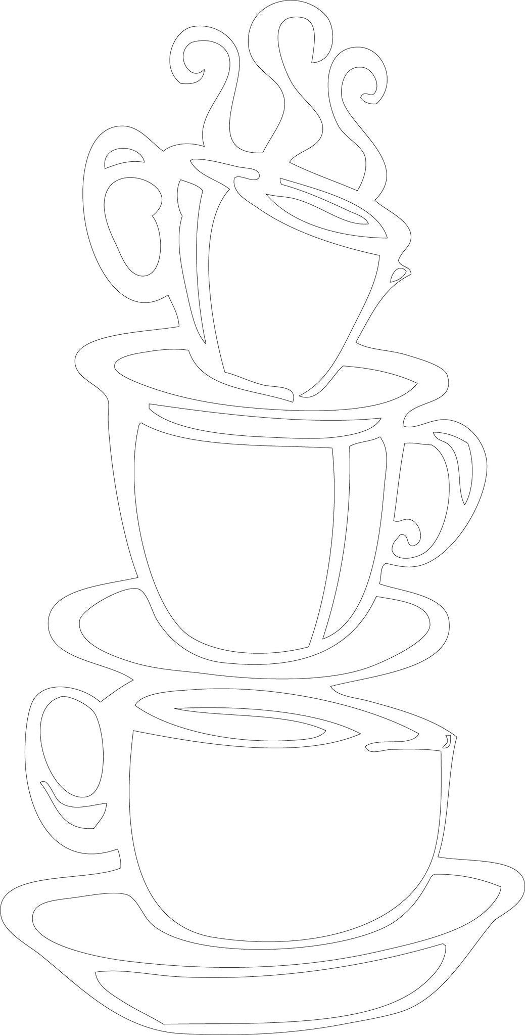 Picniva Coffee Cup Removable Vinyl Wall Decal for Kitchen, White, 15 x 8 in