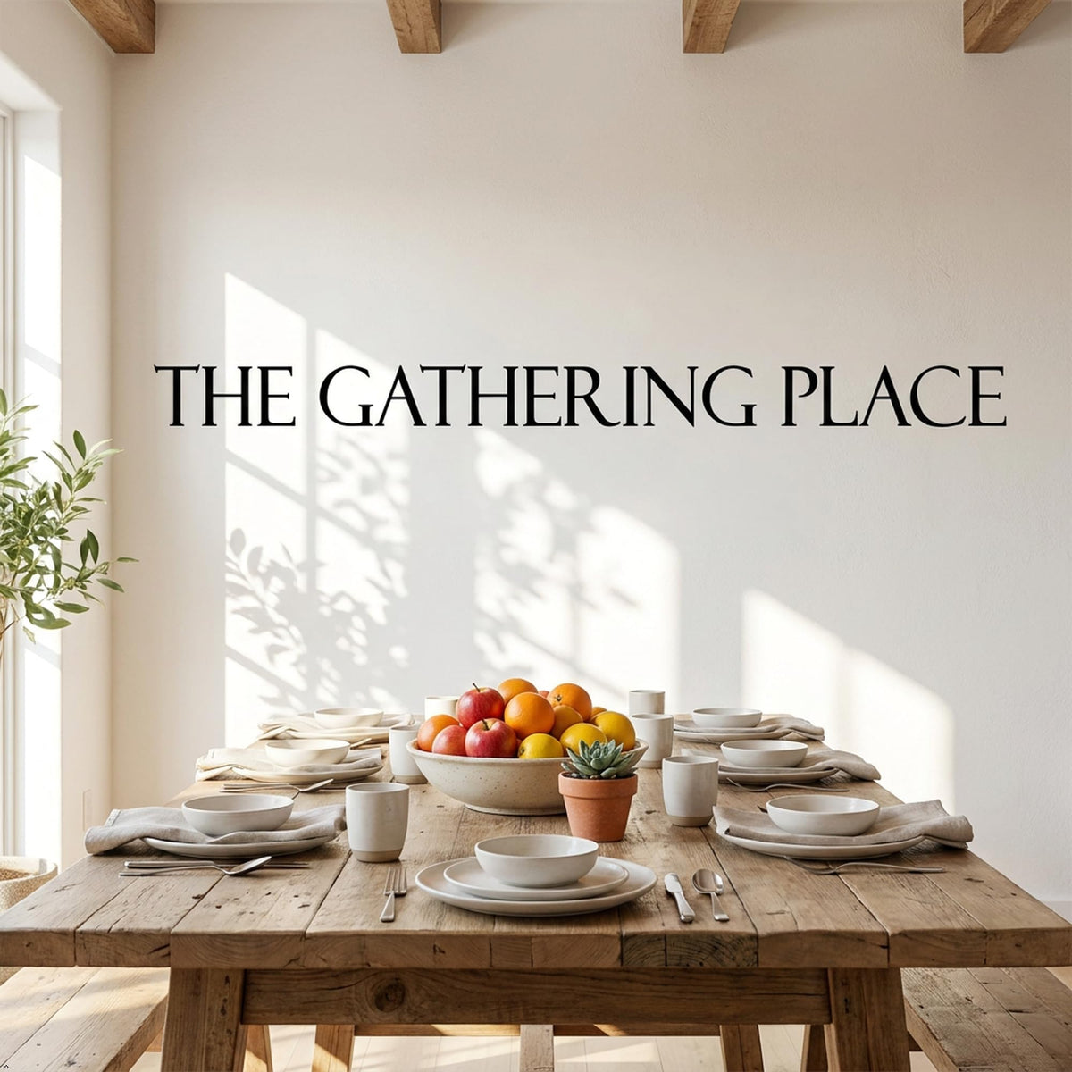 Picniva The Gathering Place Wall Decal Family Quote Home Decor Typography