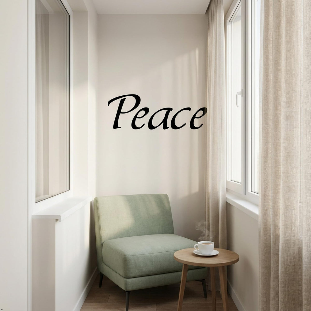 Picniva Peace Removable Vinyl Wall Decal (Black, 35''Width)