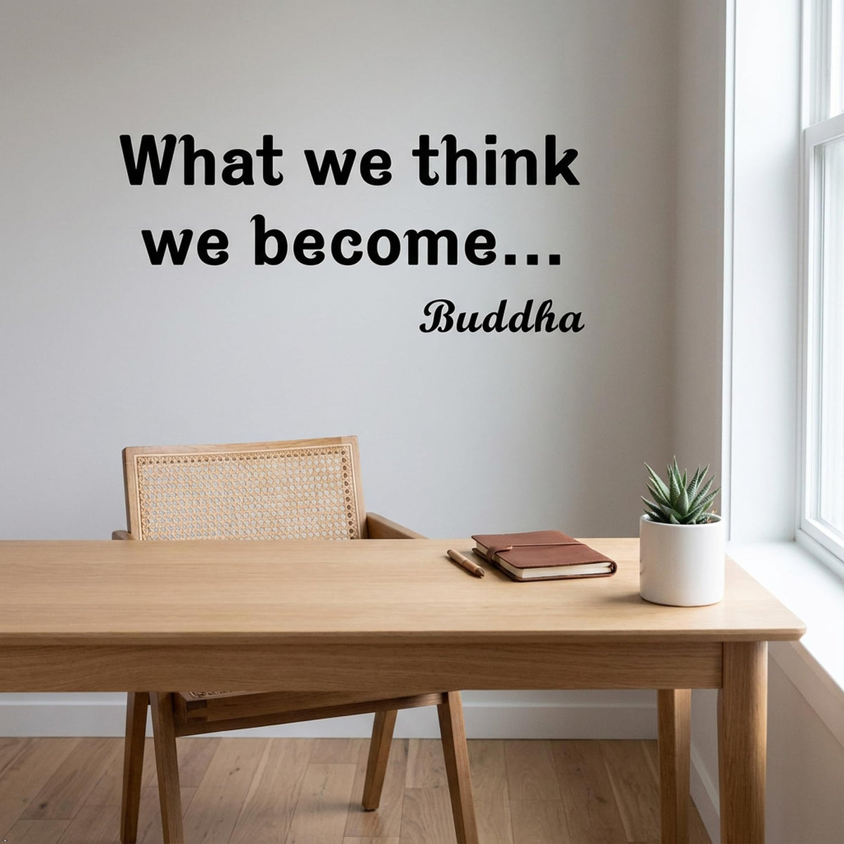 Picniva What We Think Become Buddha Vinyl Wall Decal Quote (Black, 35''Width)