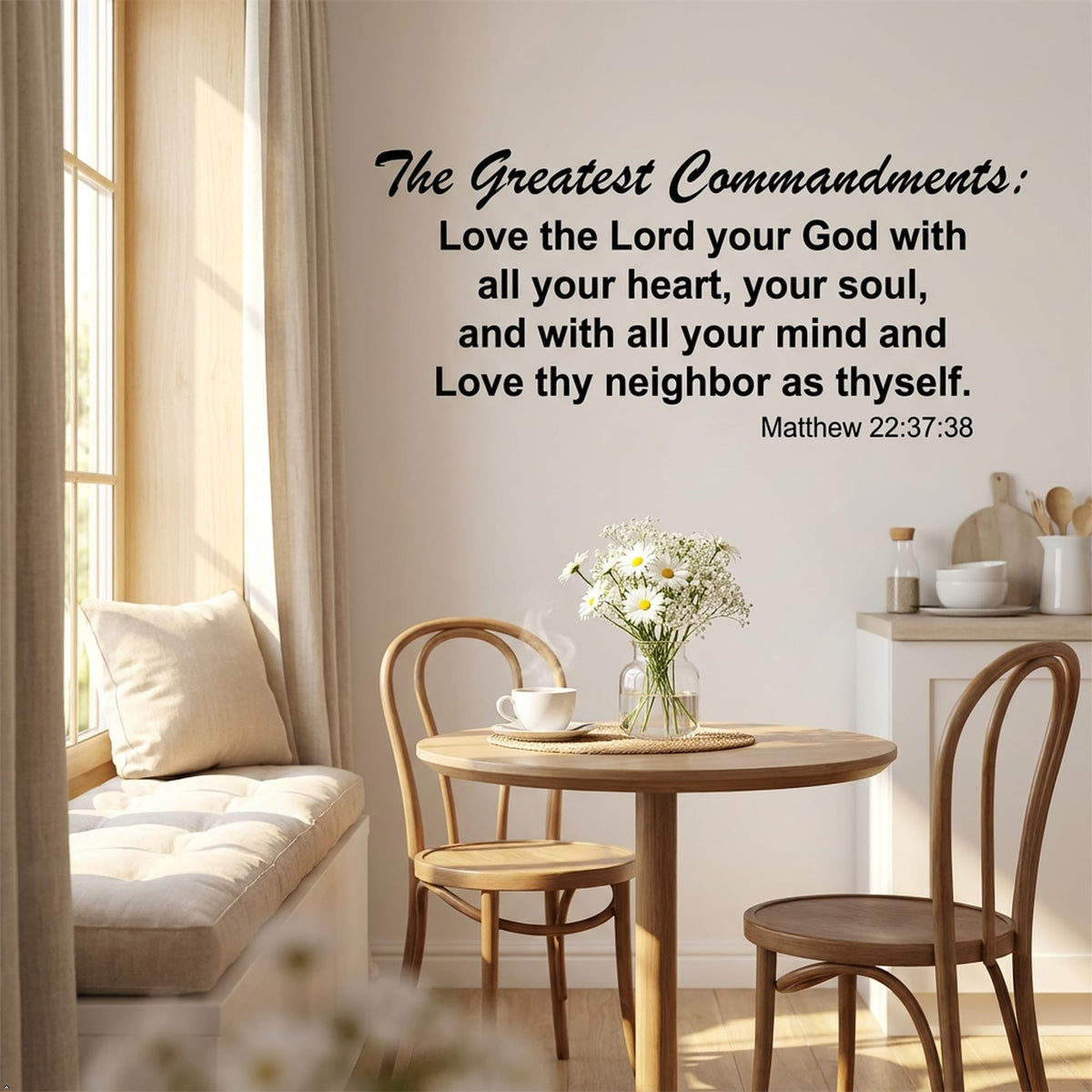 Picniva Matte Black The Greatest Commandments Love Thy Vinyl Wall Decal