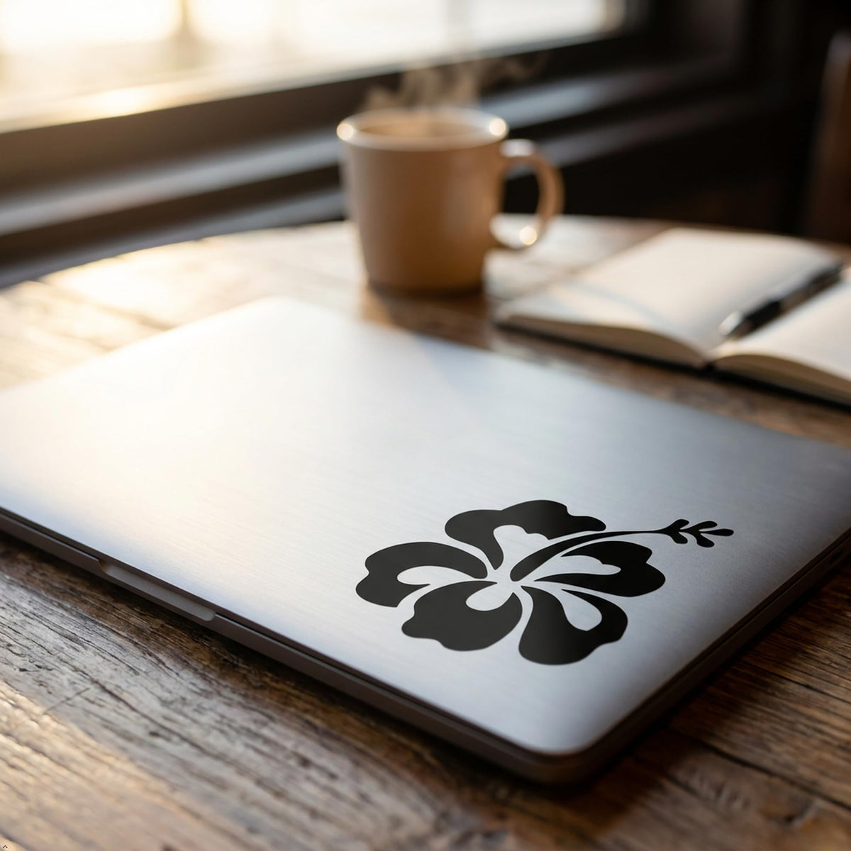 Decaltor Hawaiian Hibiscus Flower Vinyl Decal, 5 in square