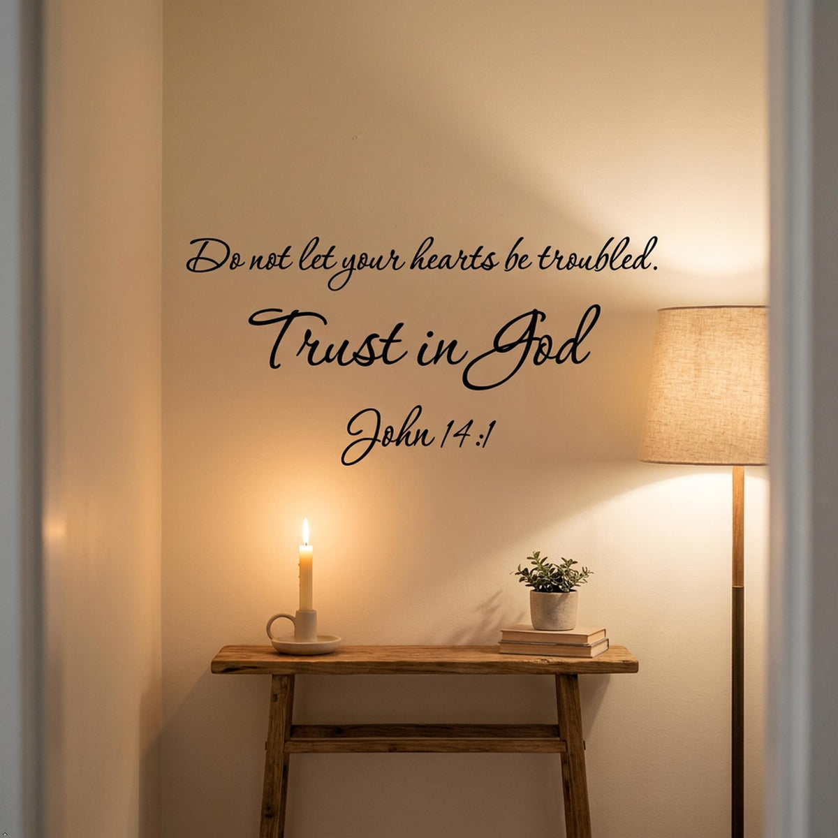 Picniva John 14:1 Bible Verse Wall Decal, Black, 22 x 10 in, Trust God