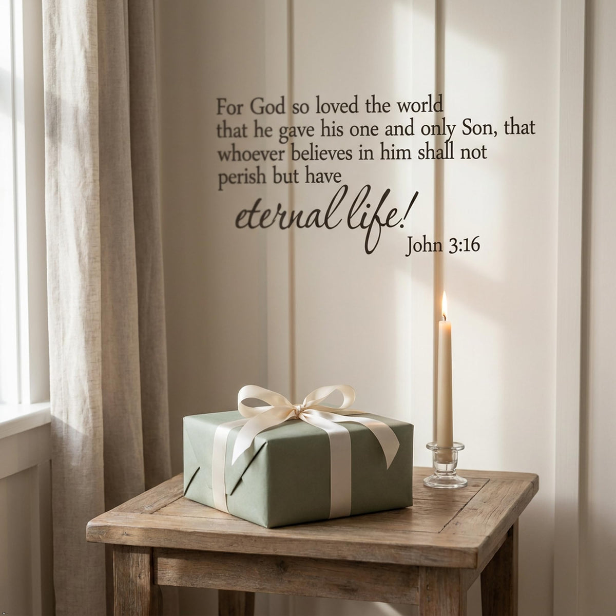 John 3:16 Scripture Vinyl Wall Decal Christian Bible Verse Prayer Decor