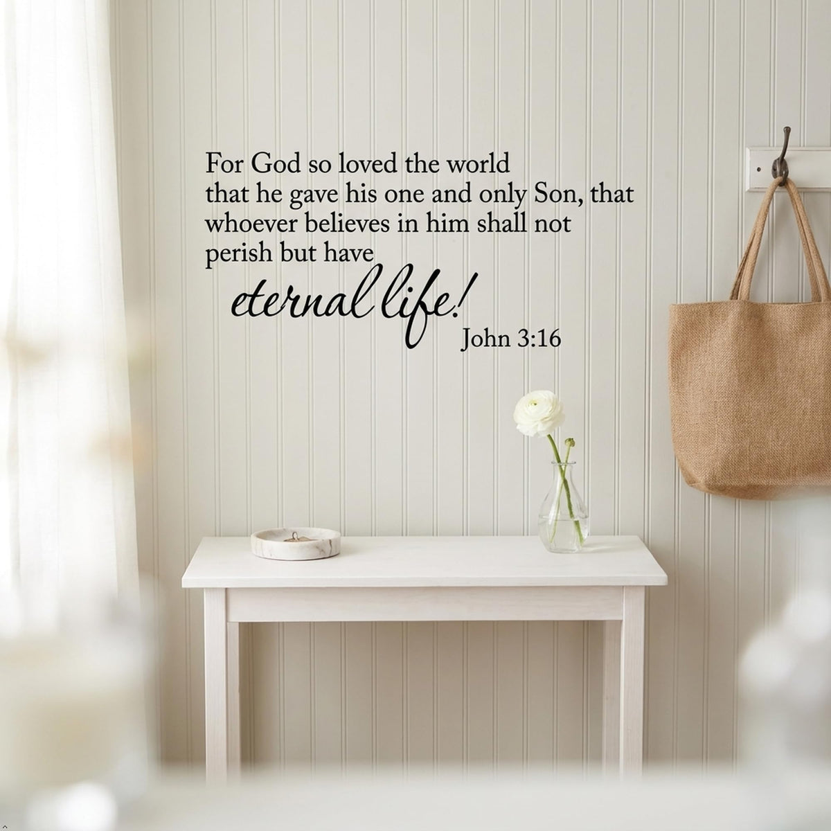 John 3:16 Scripture Vinyl Wall Decal Christian Bible Verse Prayer Decor