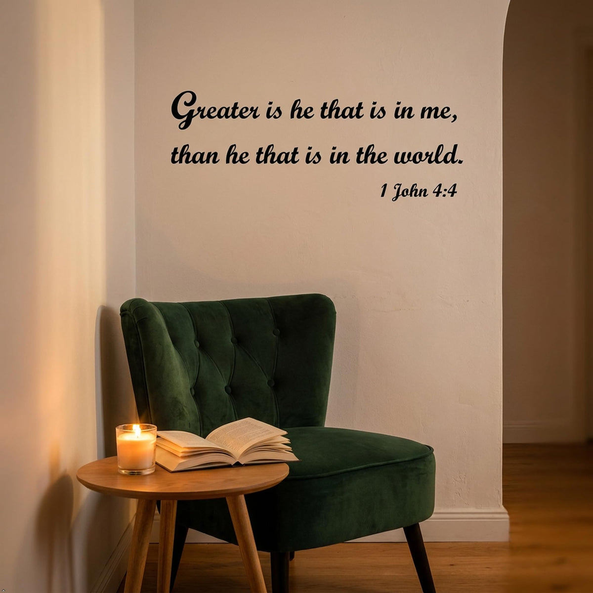Picniva Greater is He that in Me Than Vinyl Wall Decal Faith