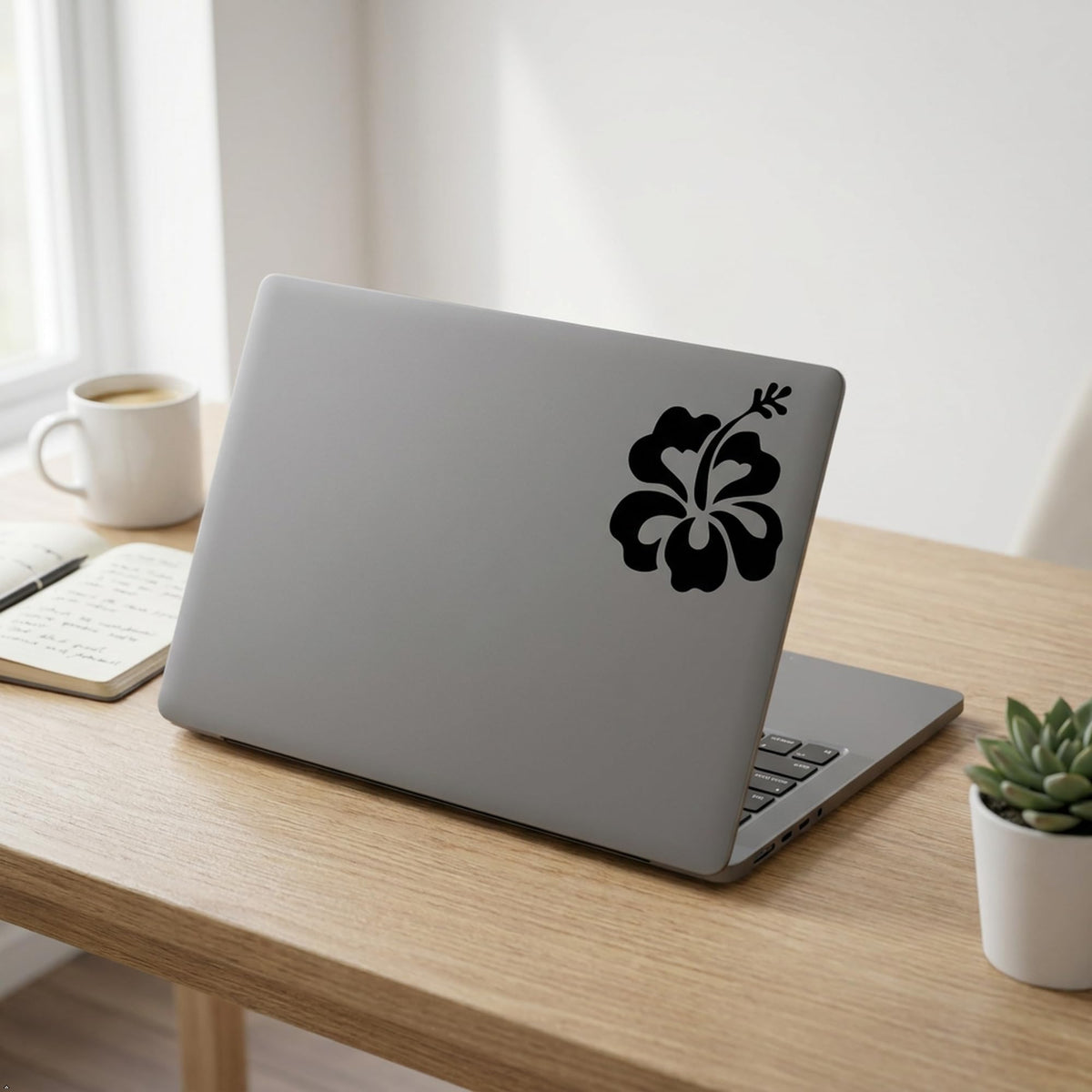 Decaltor Hawaiian Hibiscus Flower Vinyl Decal, 5 in square
