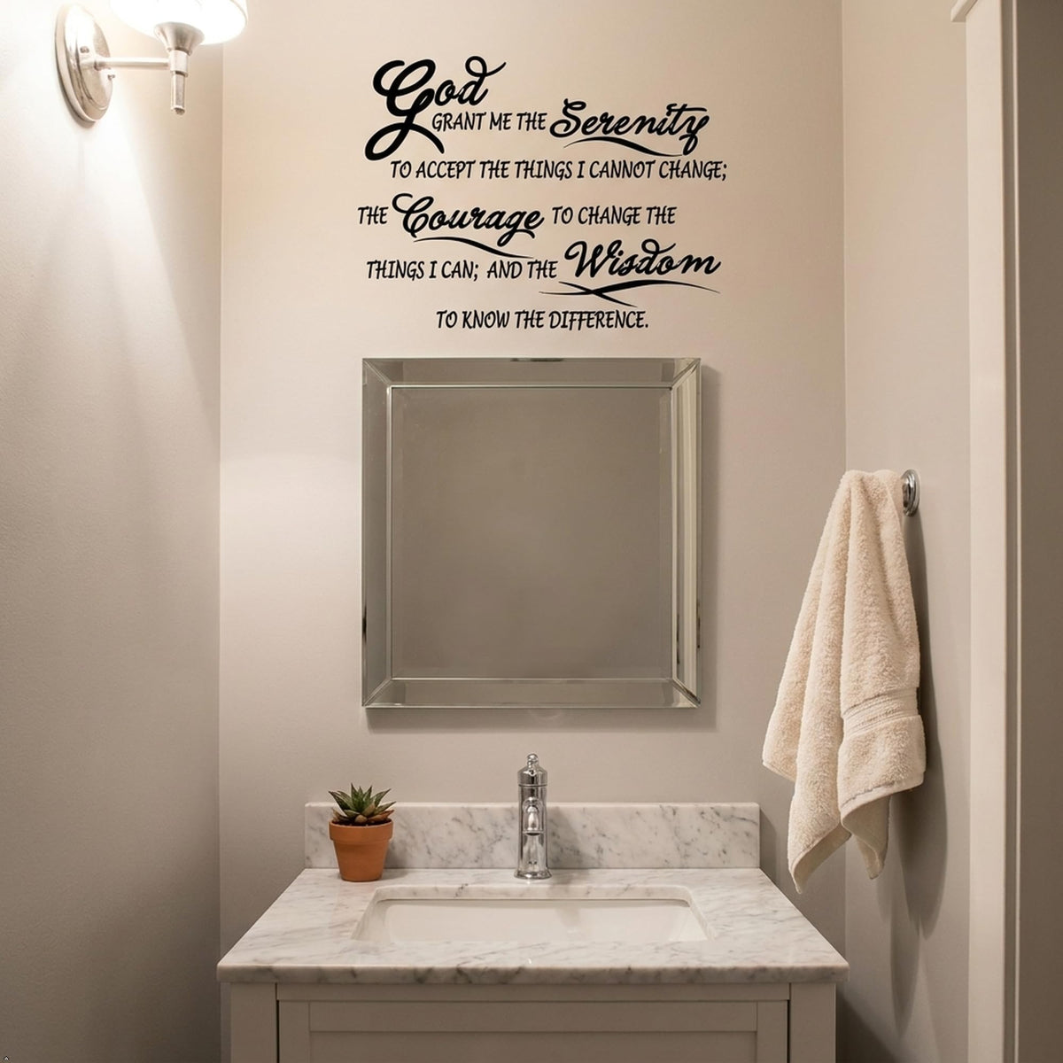 Serenity Prayer Wall Decal, Matte Black, 22.5 x 12 in