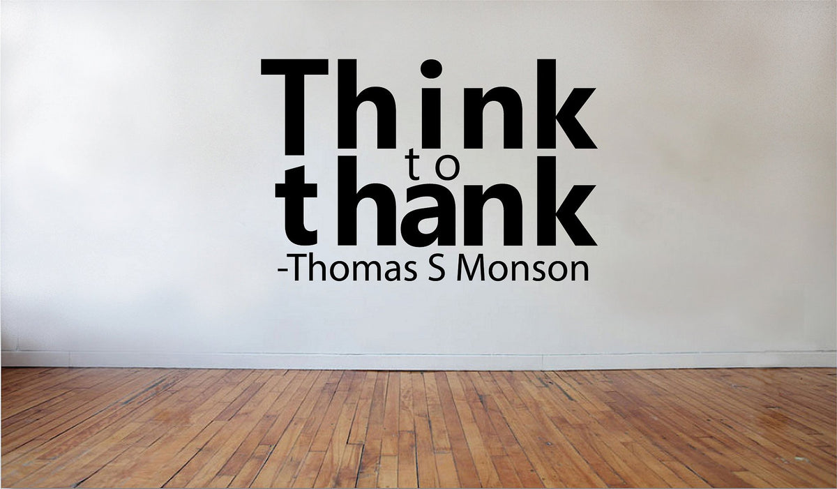 Picniva Matte Black Think to Thank Mormon Vinyl Wall Decal Scripture Faith