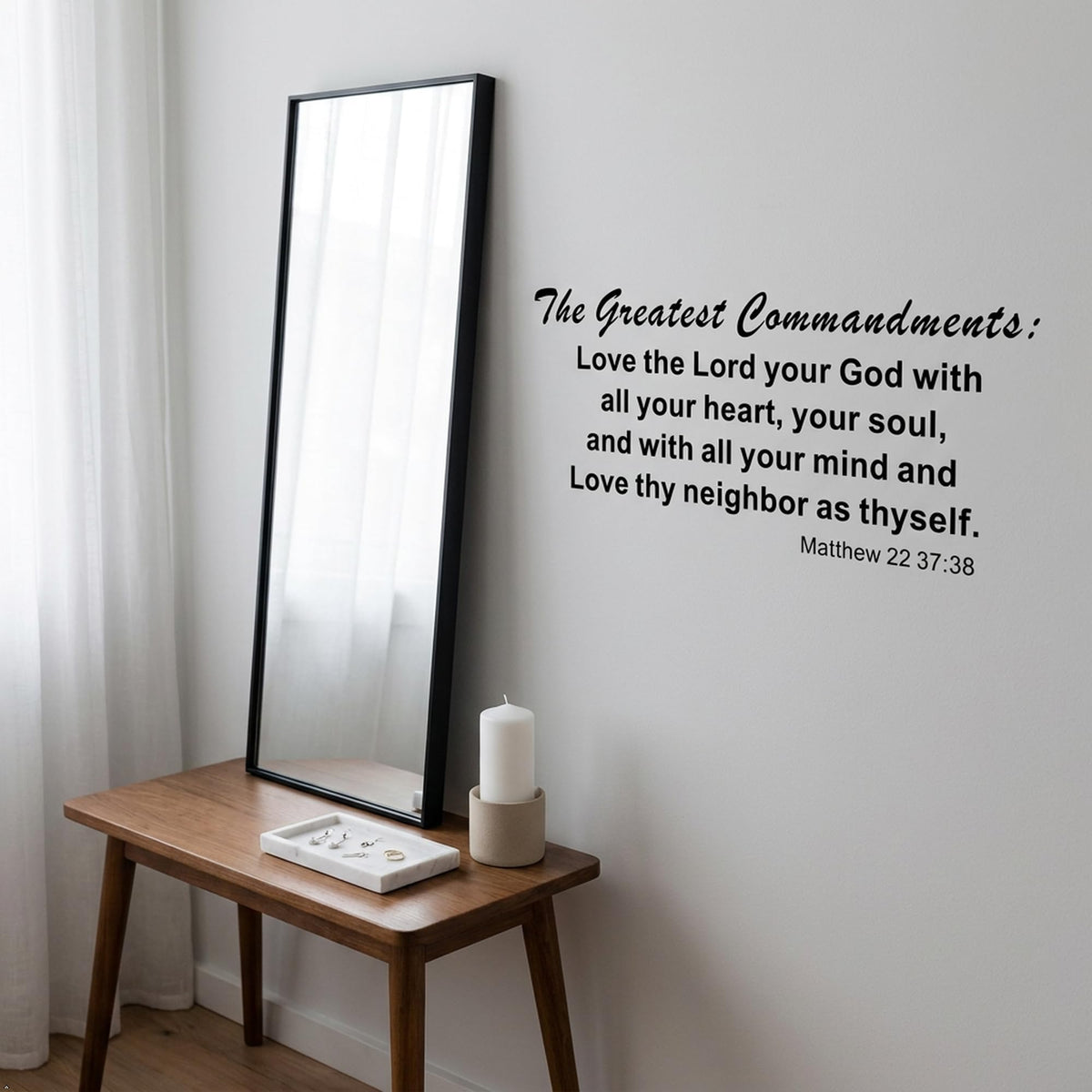Picniva Matte Black The Greatest Commandments Love Thy Vinyl Wall Decal