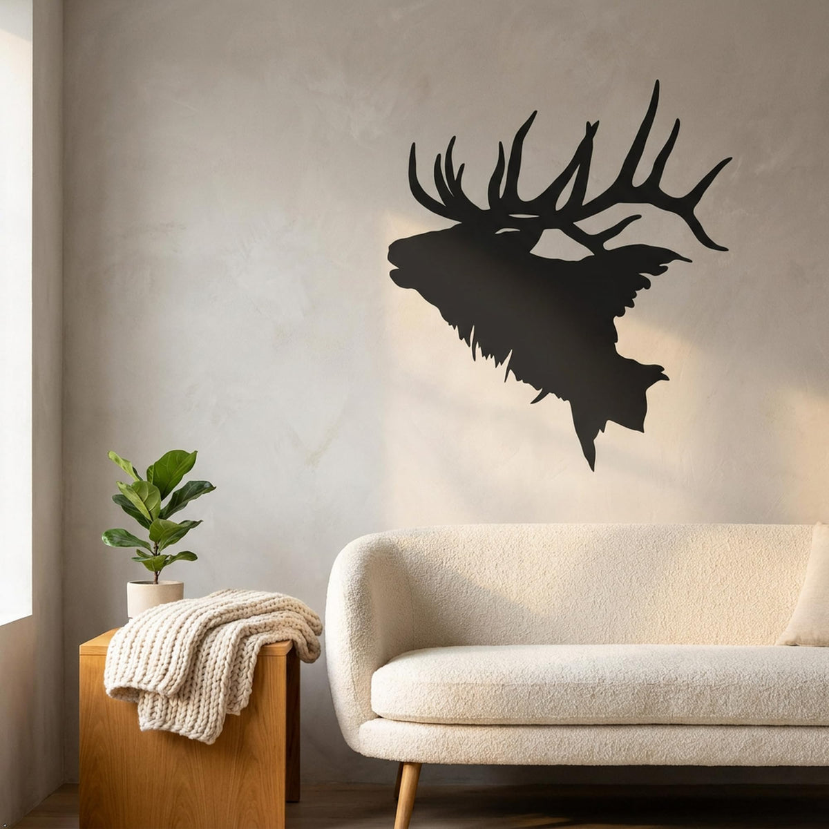 Picniva Elk Head Style 2 Vinyl Wall Decal Hunting Lodge Decor