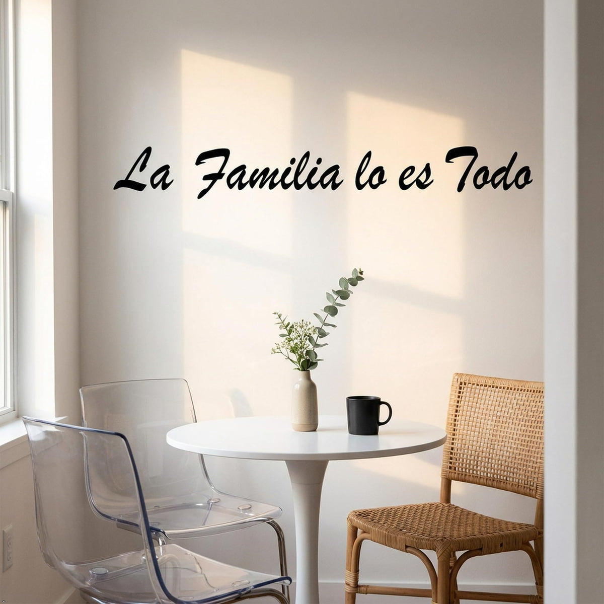 Picniva Matte Family is Everything Spanish Vinyl Wall Decal Love (Black, 30''Width)