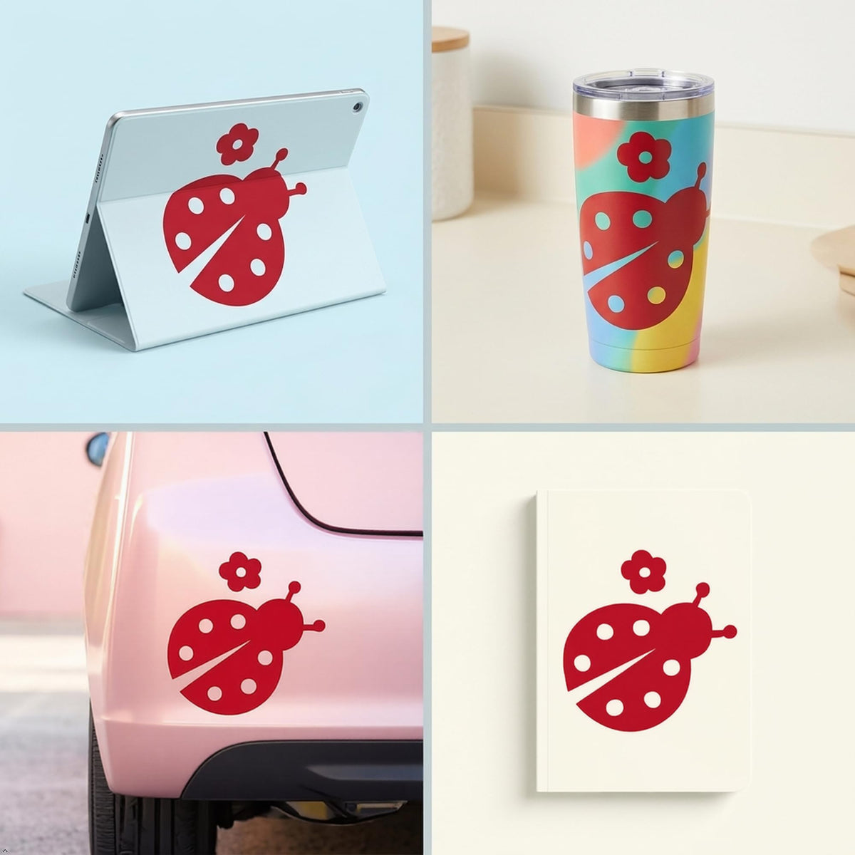 Decaltor Ladybug Vinyl Decal, 5 in, Car Window Sticker