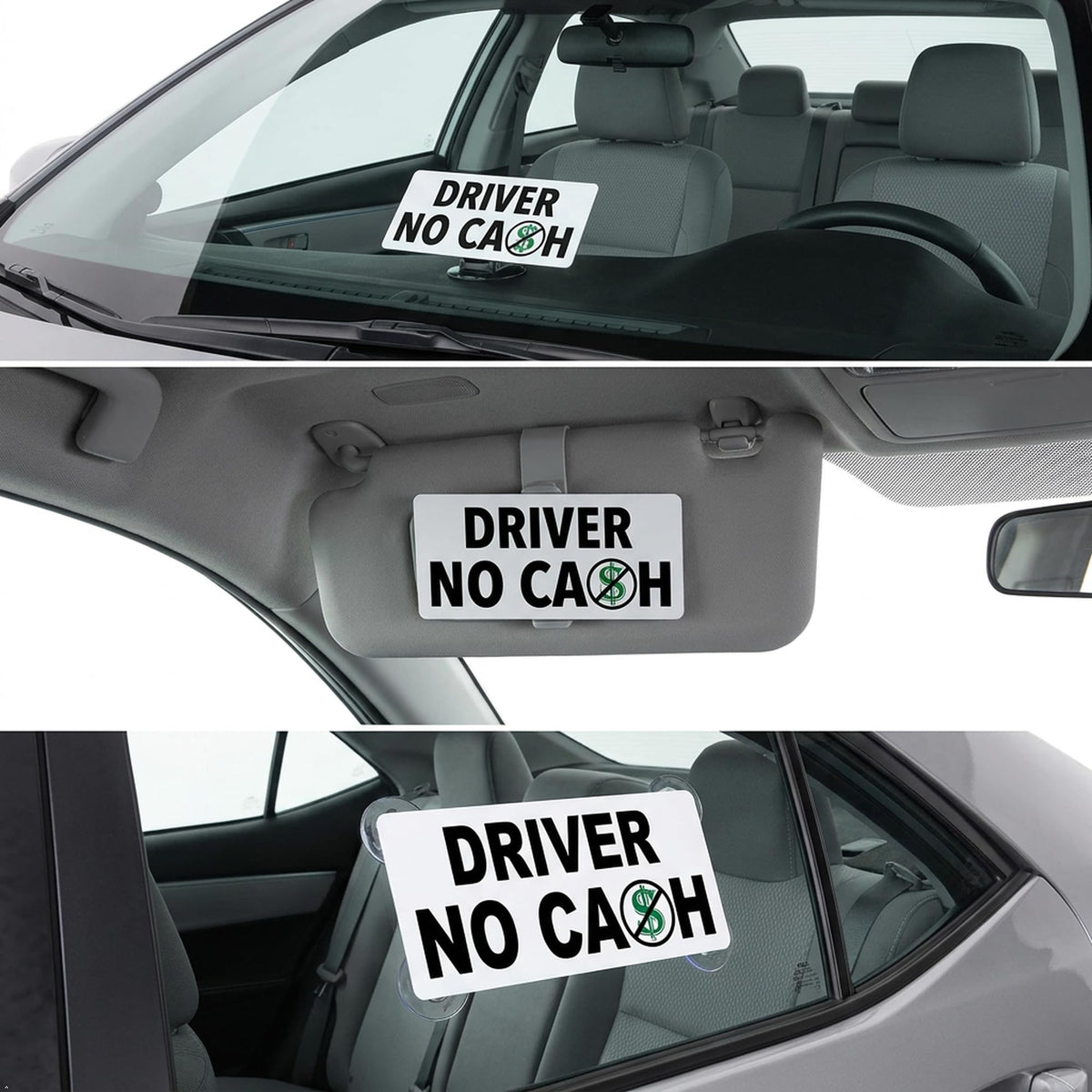 Picniva Driver No Cash Notice Stickers, 5 in, Two Pack