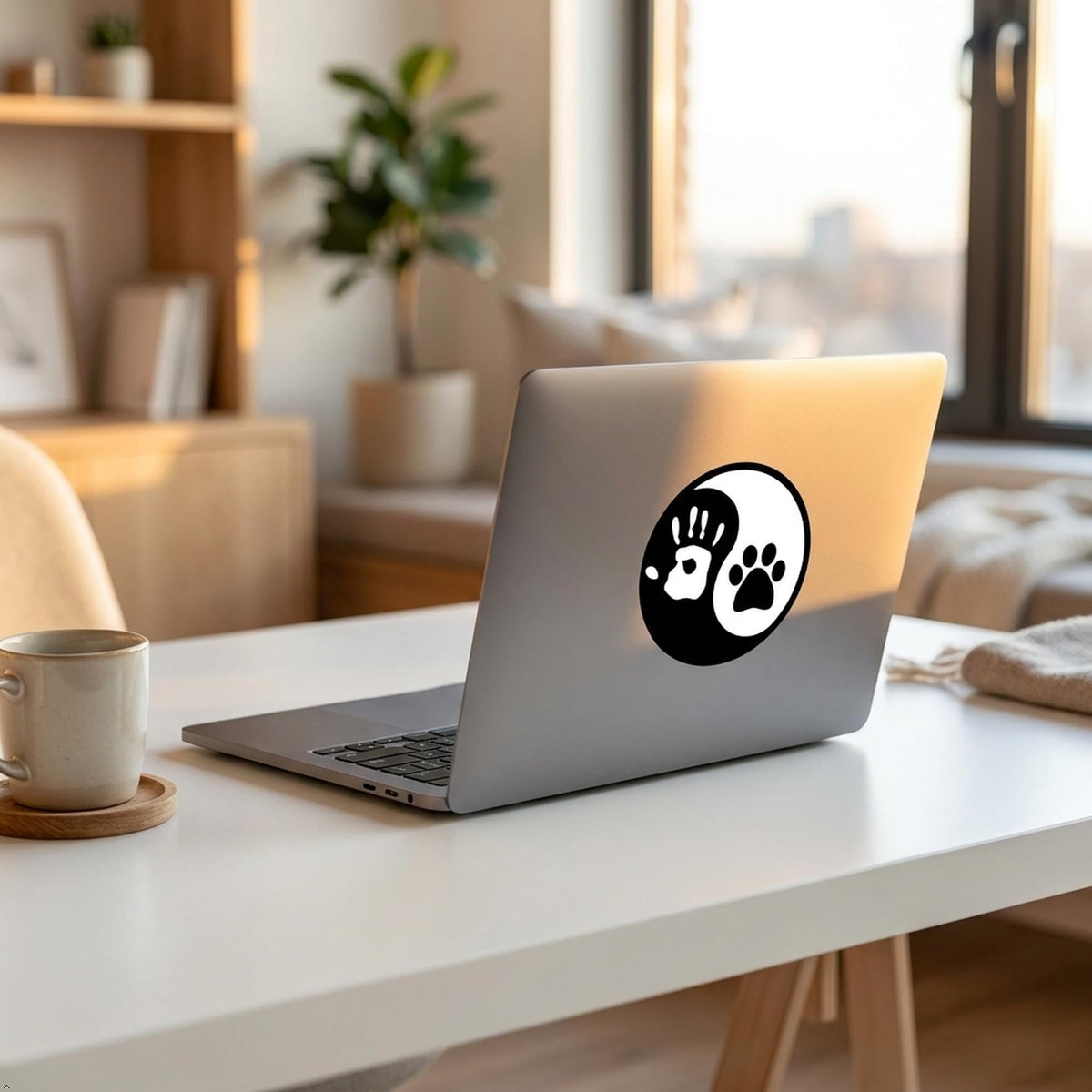 Decaltor Yin Yang Hand Dog Paw Laptop Decal, 5 in