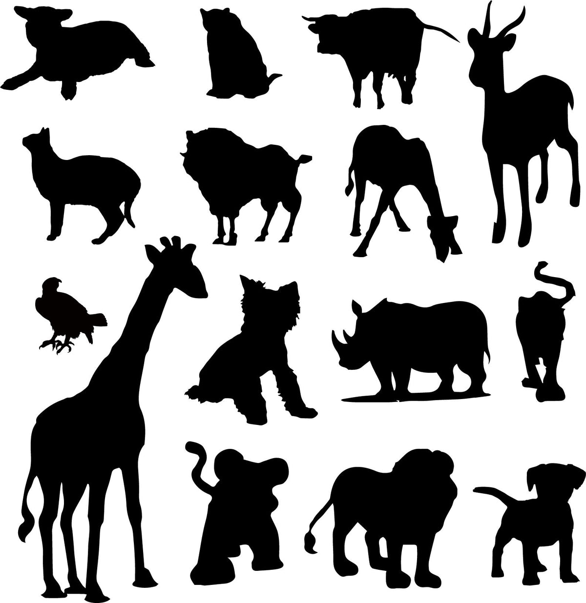 Picniva Safari Baby Animal Wall Decals Black & White Nursery Decor