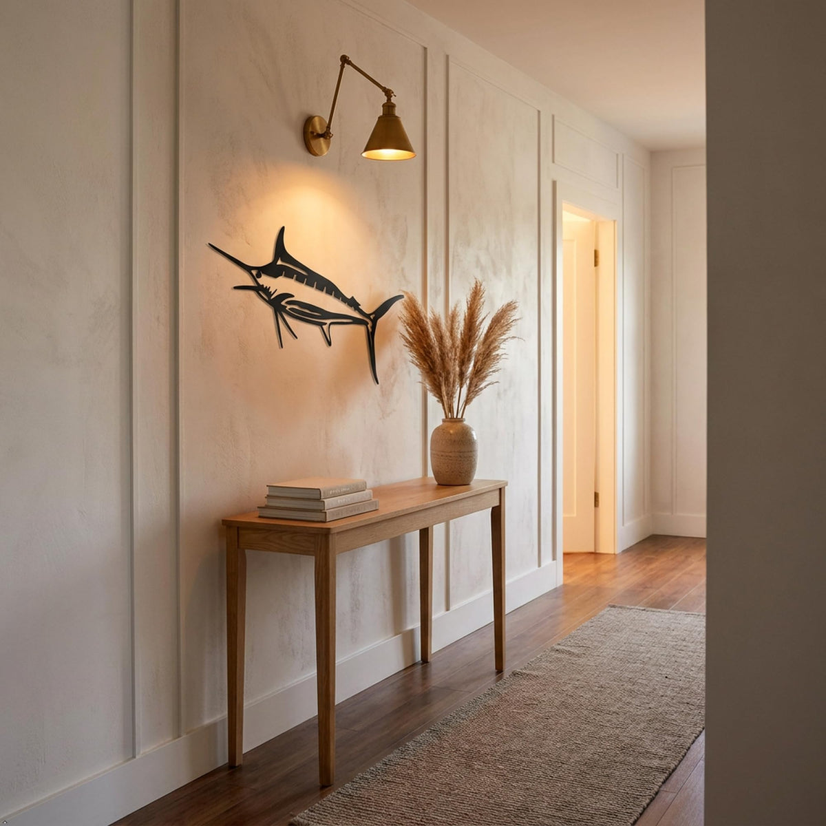 Picniva Marlin Style20 Wall Decal Removable Home Decor (Black, 30''Width)