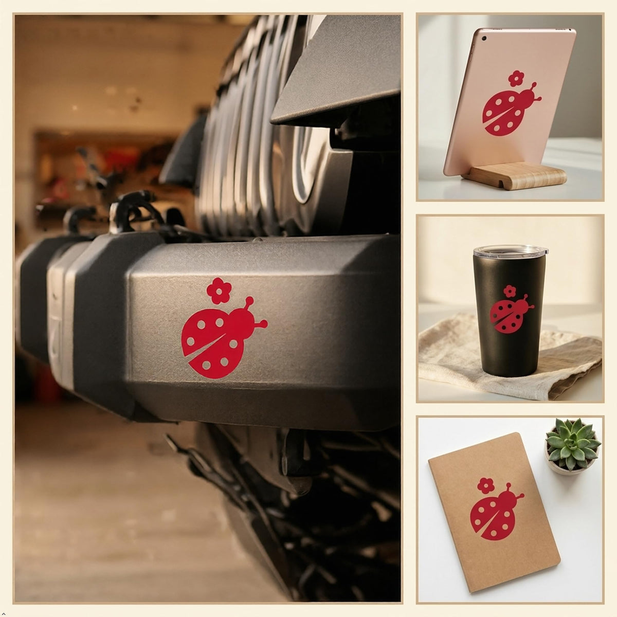 Decaltor Ladybug Vinyl Decal, 5 in, Car Window Sticker