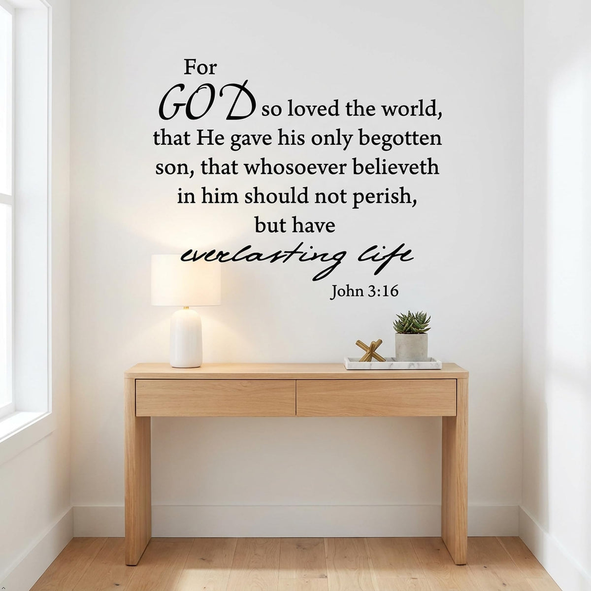 Decaltor John 3:16 Bible Verse Wall Decal, Home Decor