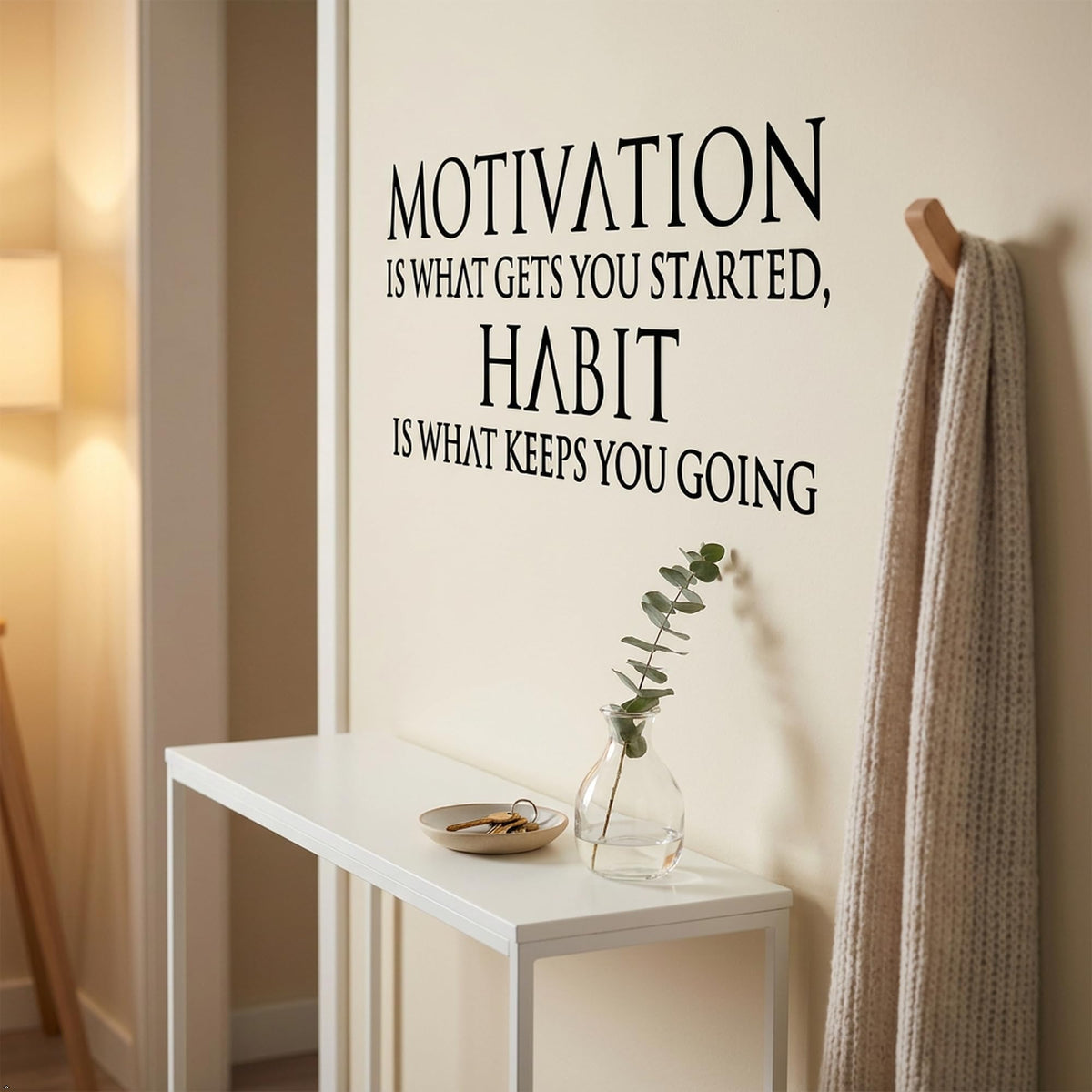 Picniva Motivation and Habit Quote Vinyl Wall Decal (Black, 35''Width)