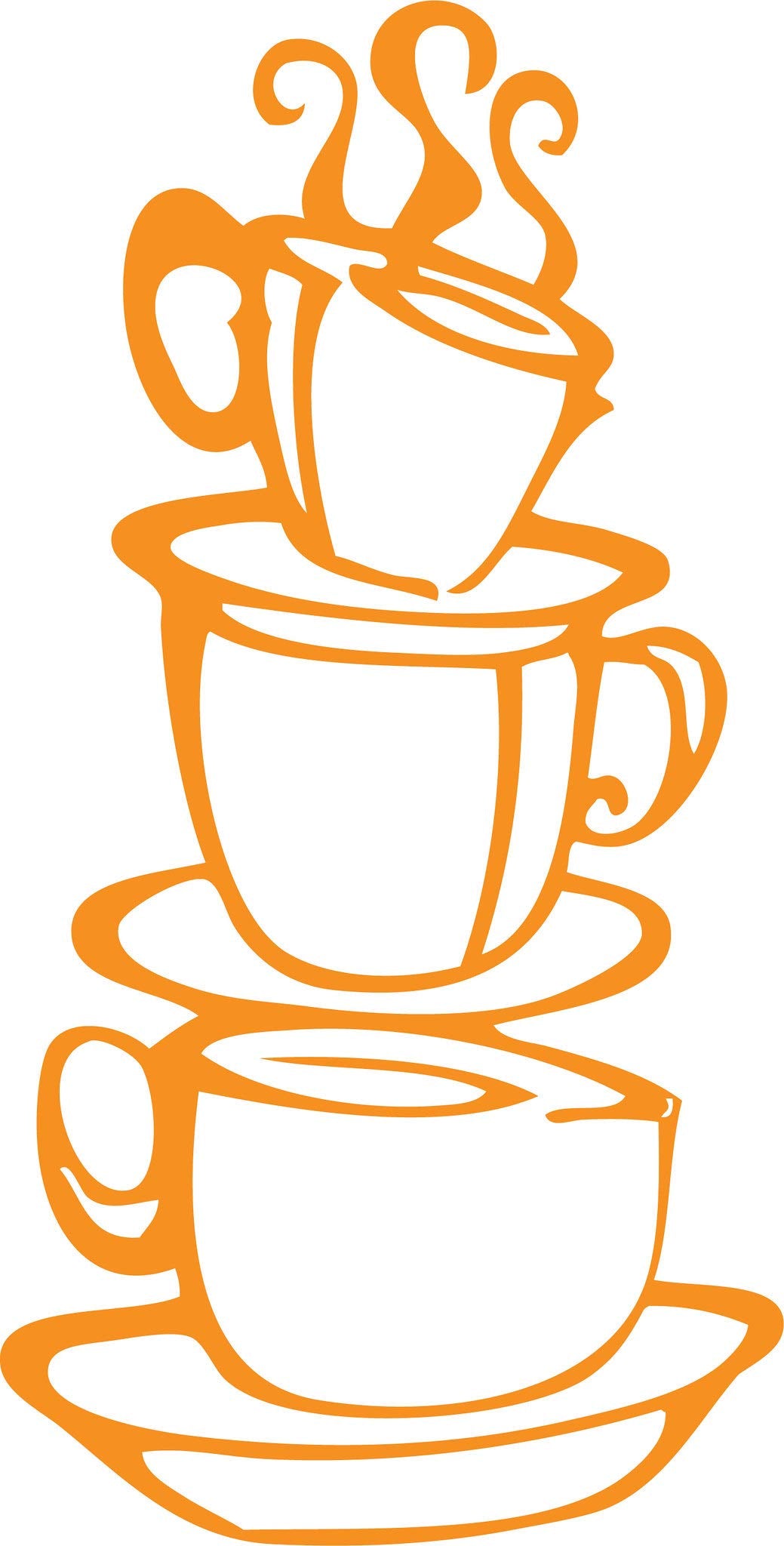 Picniva Coffee Cup Removable Vinyl Kitchen Wall Decal, Orange, 15 x 8 in