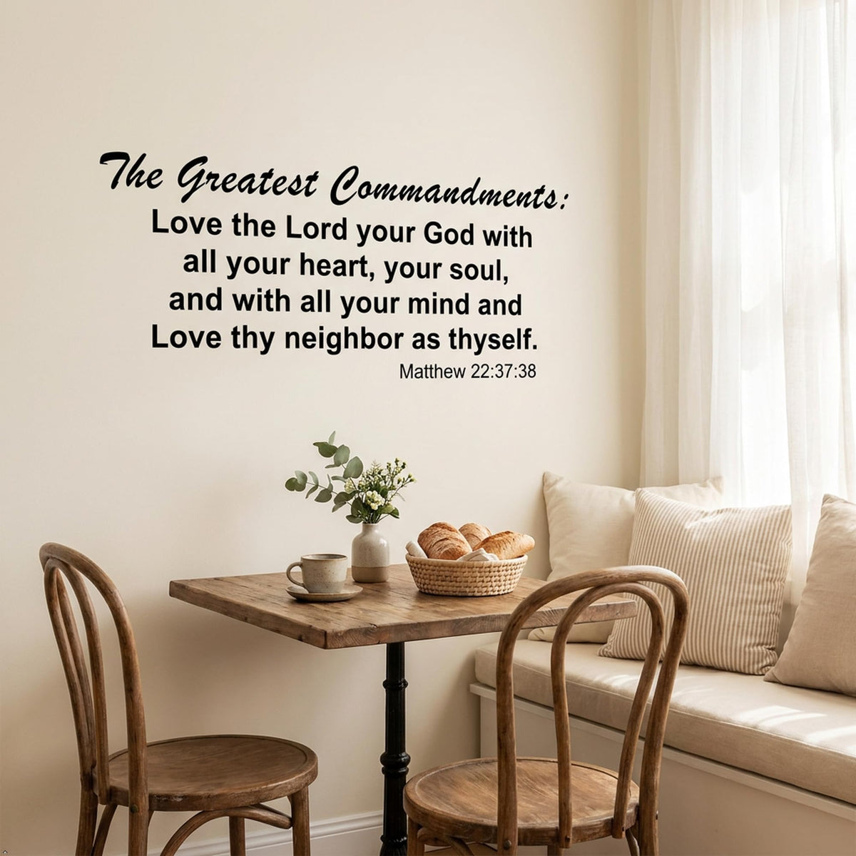 Picniva Matte Black The Greatest Commandments Love Thy Vinyl Wall Decal