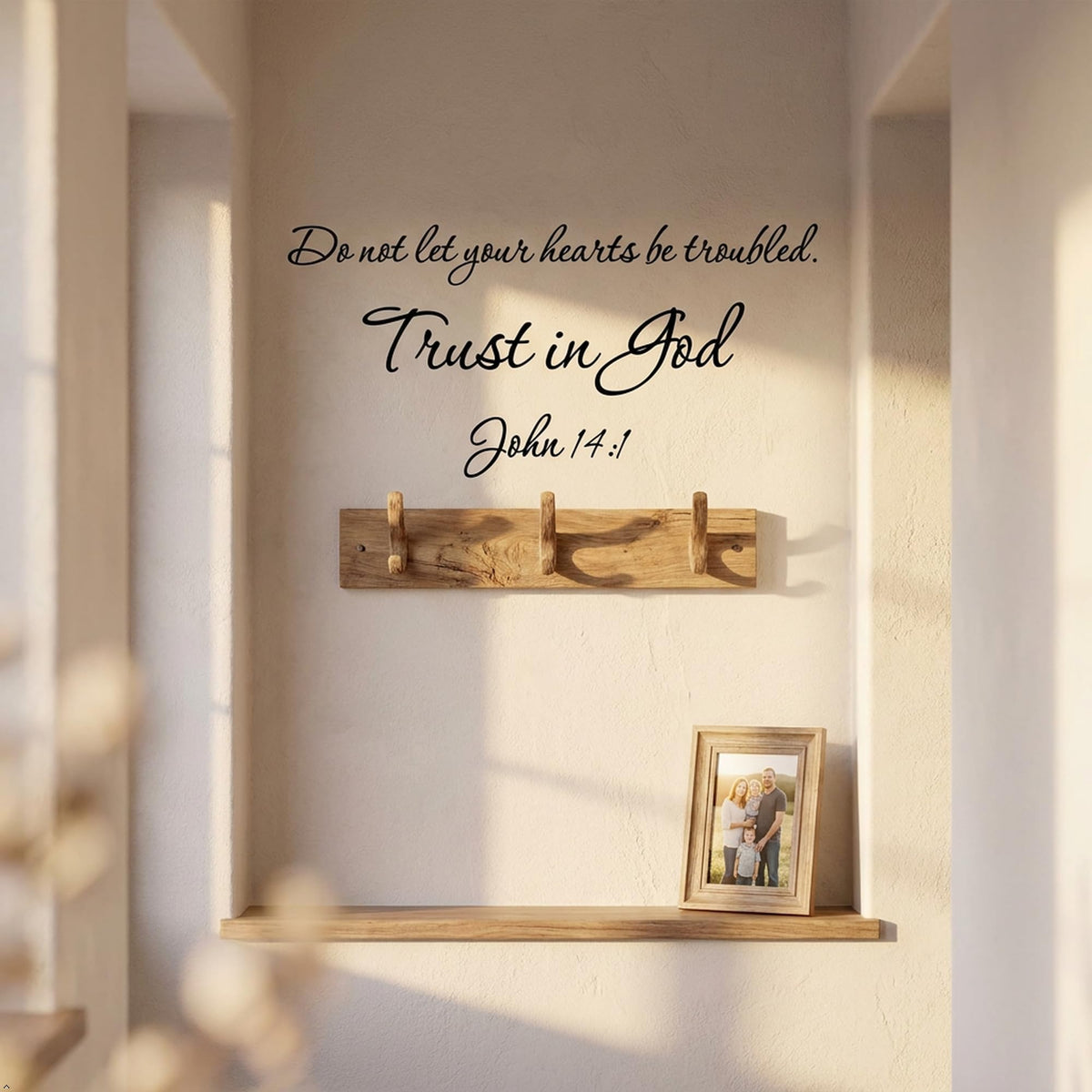 Picniva John 14:1 Bible Verse Wall Decal, Black, 22 x 10 in, Trust God