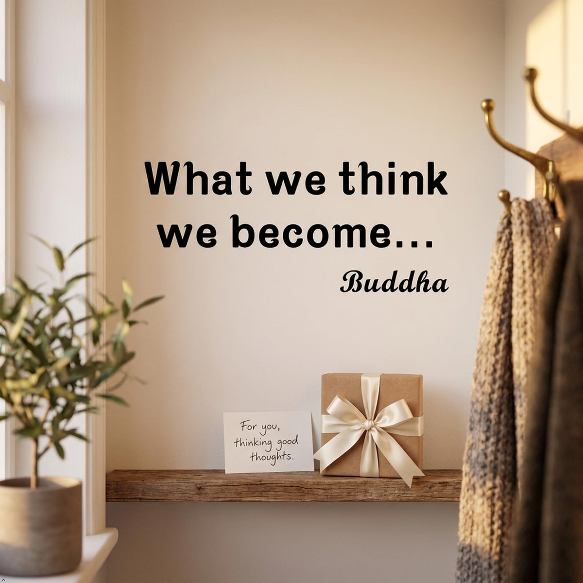 Picniva What We Think Become Buddha Vinyl Wall Decal Quote (Black, 22''Width)