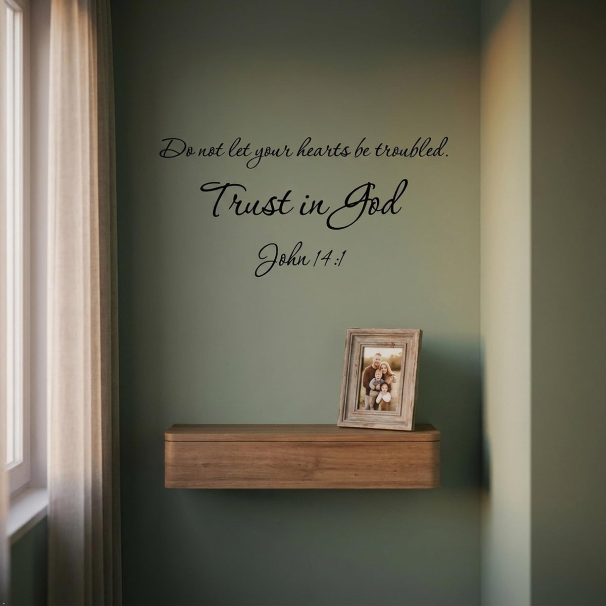 Picniva John 14:1 Bible Verse Wall Decal, Black, 22 x 10 in, Trust God