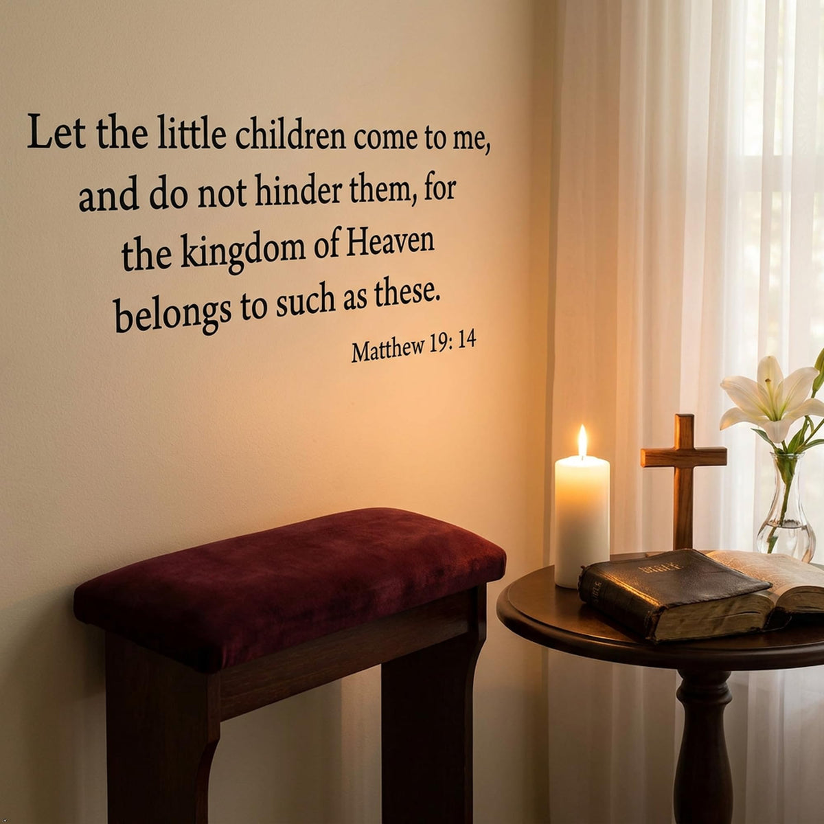 Decaltor Matthew 19:14 Bible Verse Vinyl Wall Decal, Home Decor