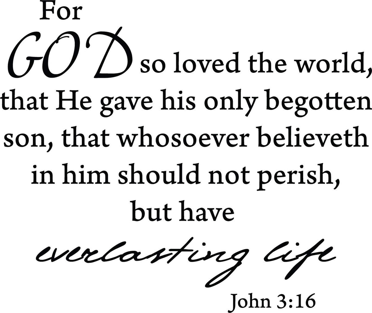 Decaltor John 3:16 Bible Verse Wall Decal, Home Decor