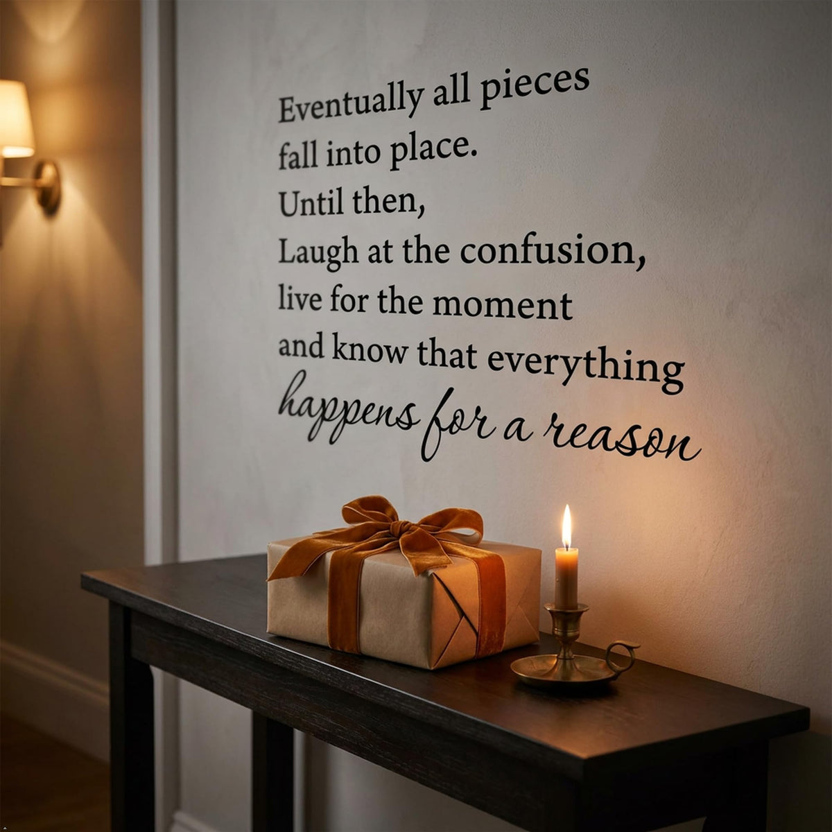 Picniva Eventually All Pieces Fall Into Place Wall Decal, Black, 18 x 22 in