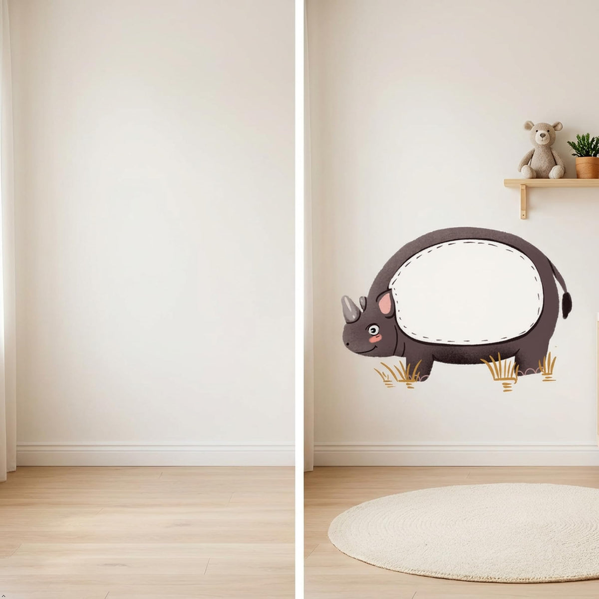Picniva 22" Rhino Wall Decal - Safari Animal Nursery Decor