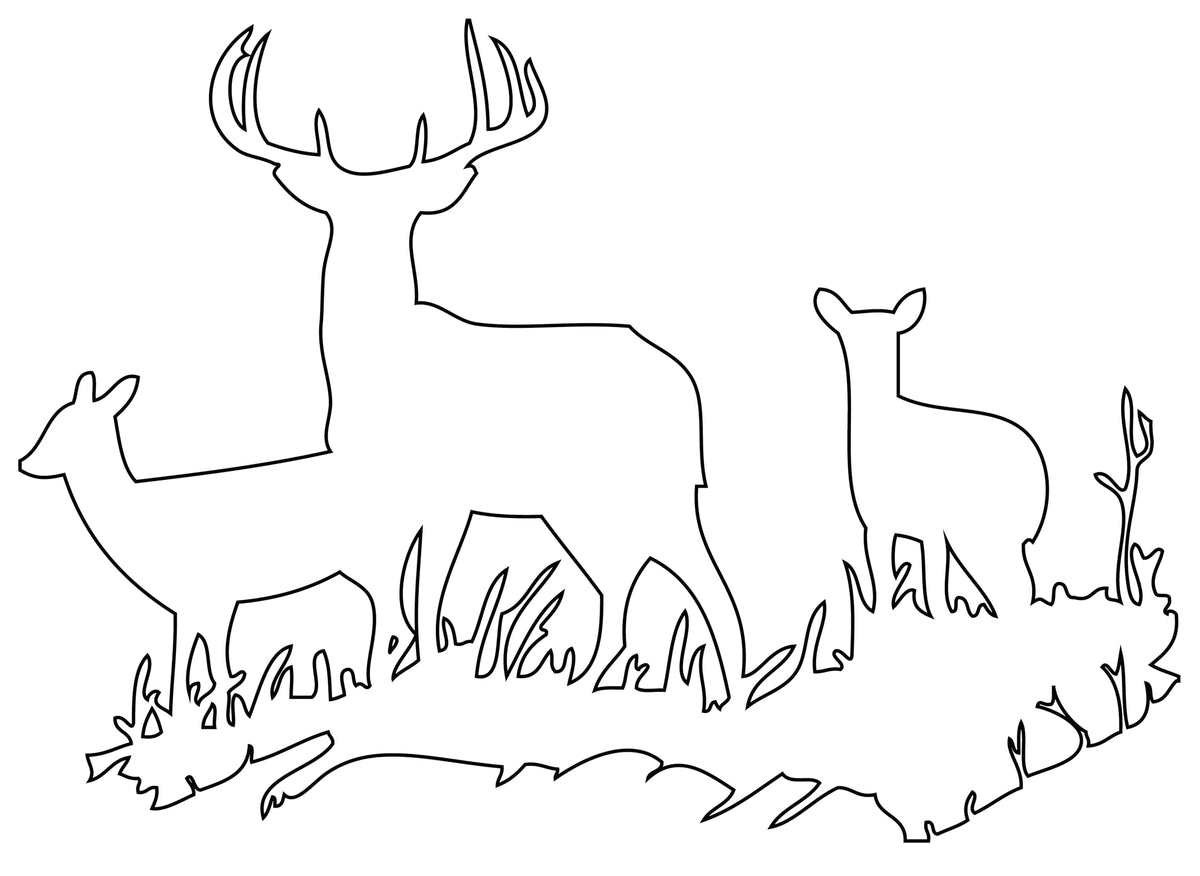 Picniva Buck Deer Doe Silhouette Wall Decal, White, 17 x 24 in