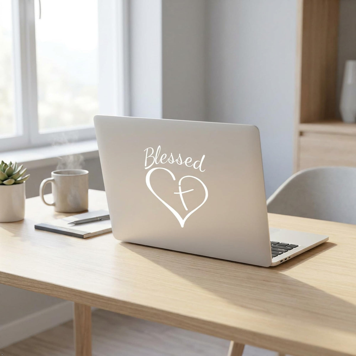 Decaltor Blessed Cross Heart Vinyl Decal
