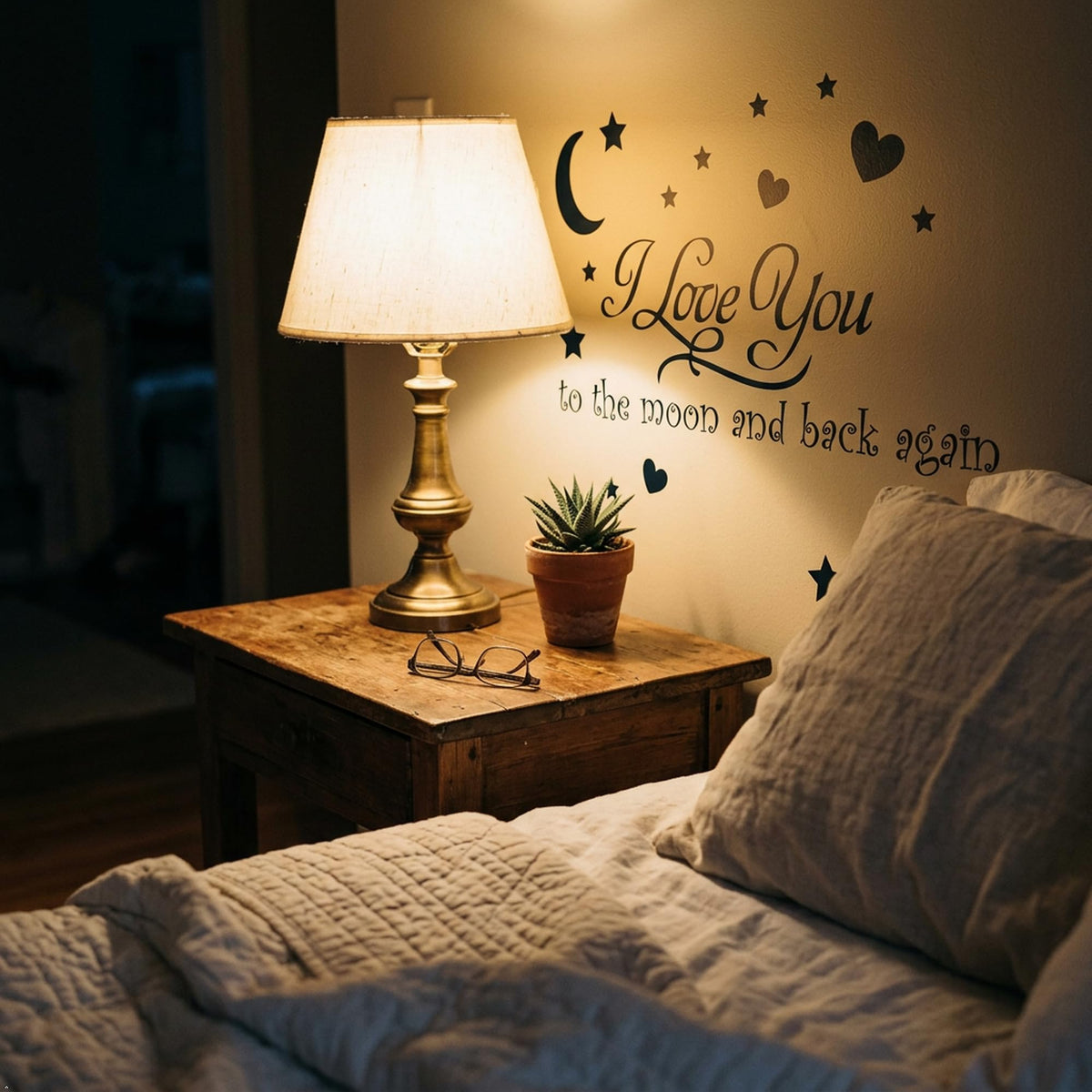 Decaltor Moon and Back Quote Vinyl Wall Decal, Home Decor