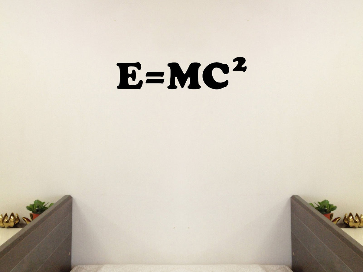Picniva E=mc2 Physics Vinyl Wall Decal, White, 40 x 10 in