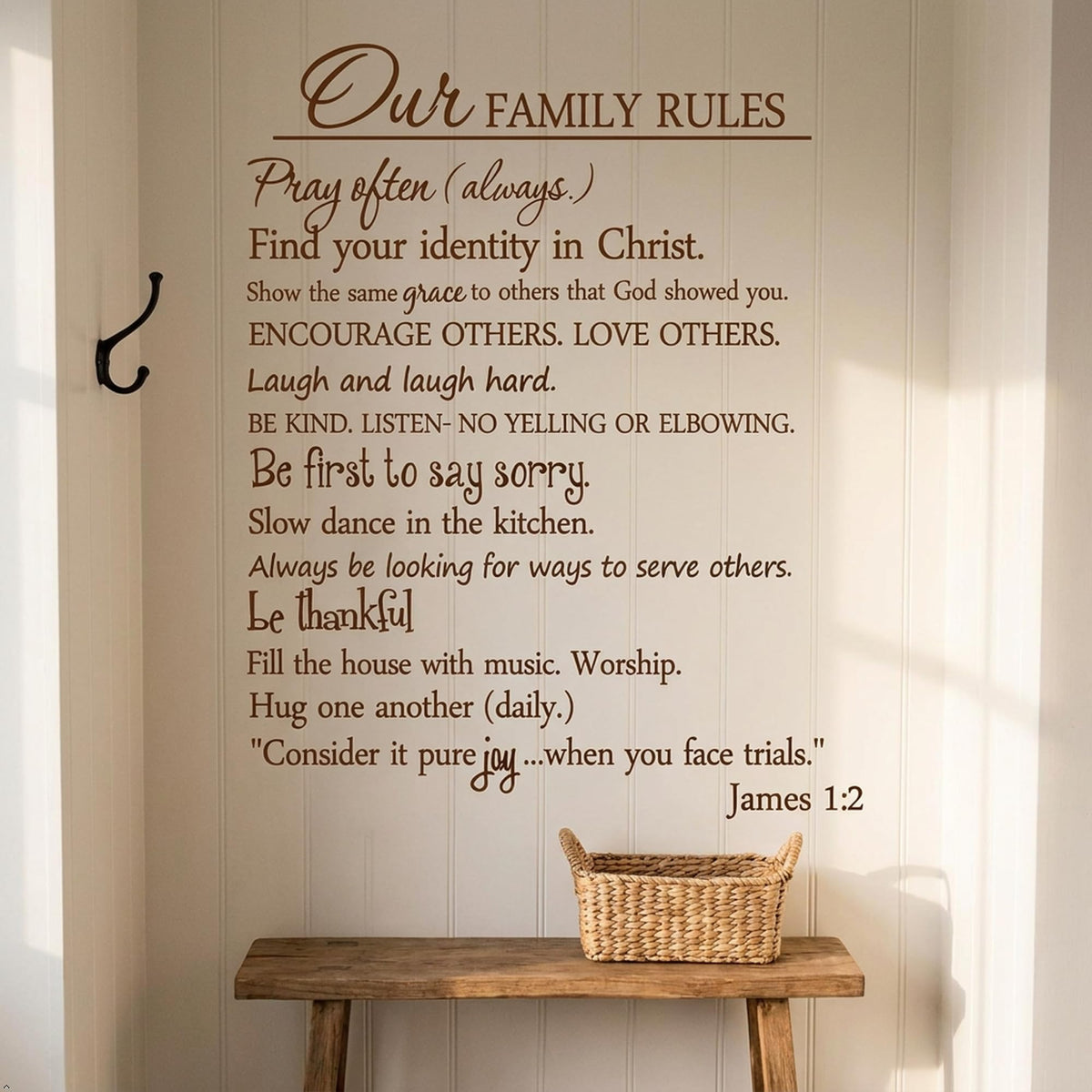 Our Family Rules Vinyl Wall Art Quote Decal Sticker Home Decor (Brown, 40'' Width)