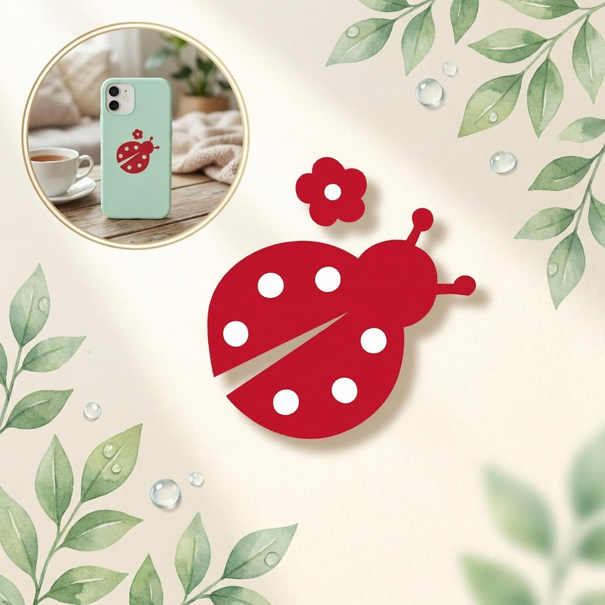Decaltor Ladybug Vinyl Decal, 5 in, Car Window Sticker