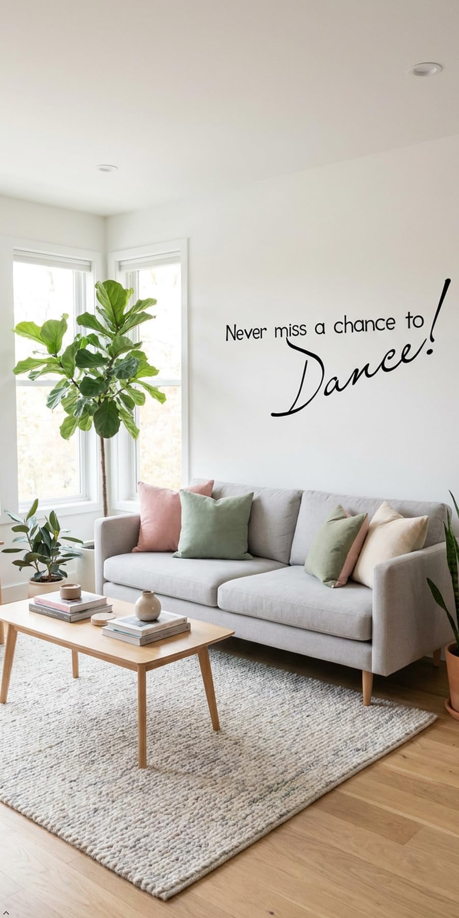 Picniva Never Miss a Chance to Dance Decal, Inspirational Script Quote Art
