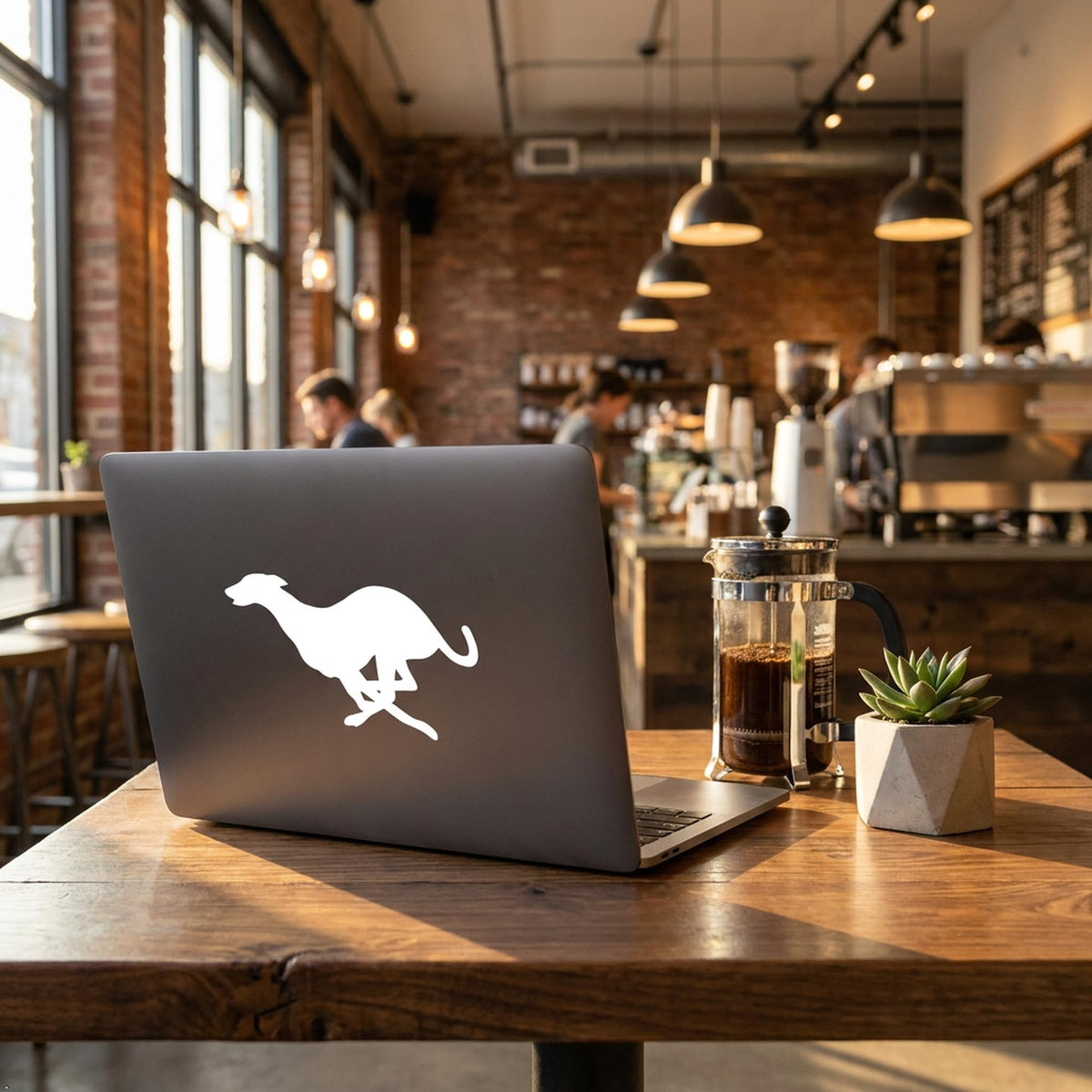 Decaltor Running Greyhound Vinyl Decal, Car Window Sticker