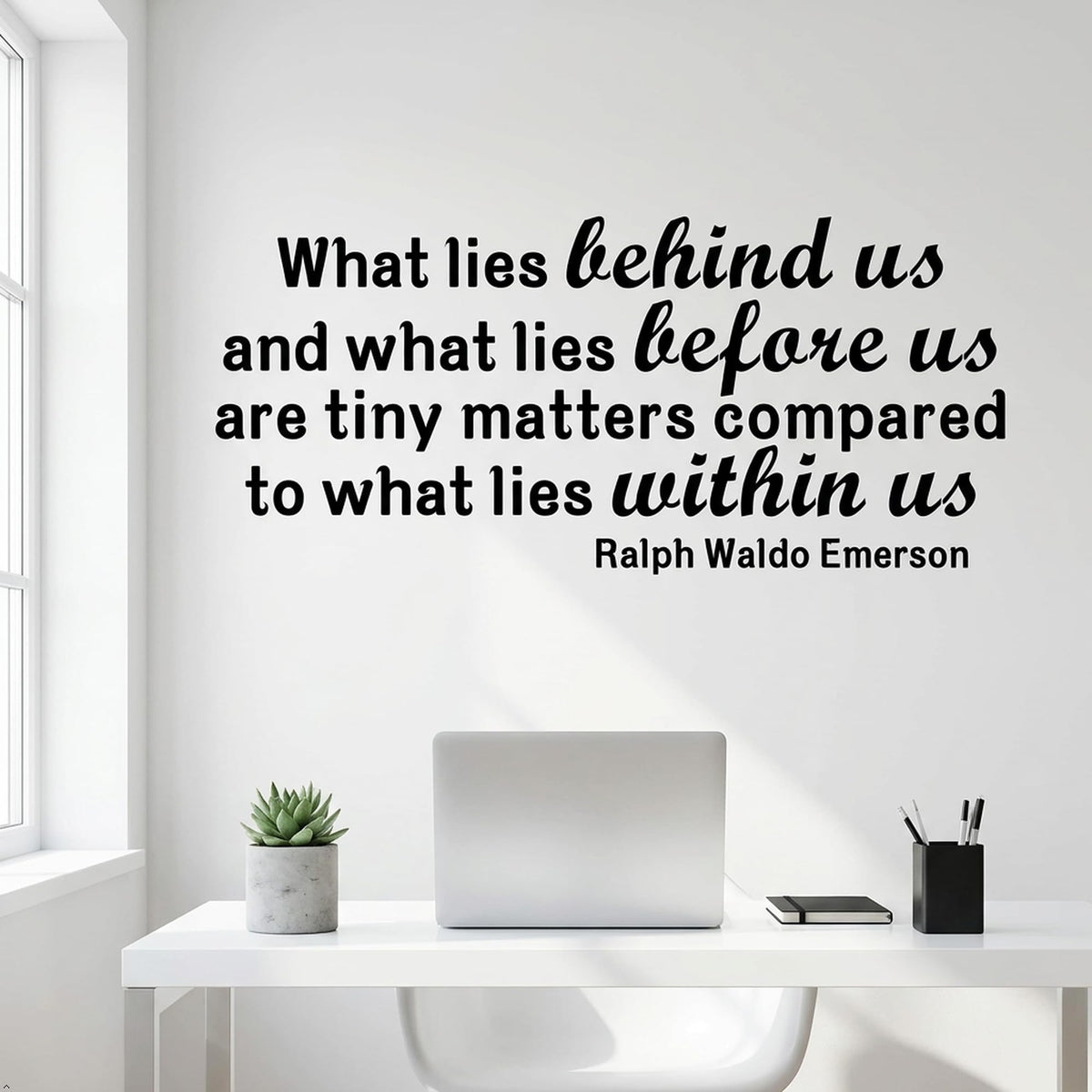 Picniva What Lies Behind Us Wall Quote Decal, Black, 22 x 9.5 in